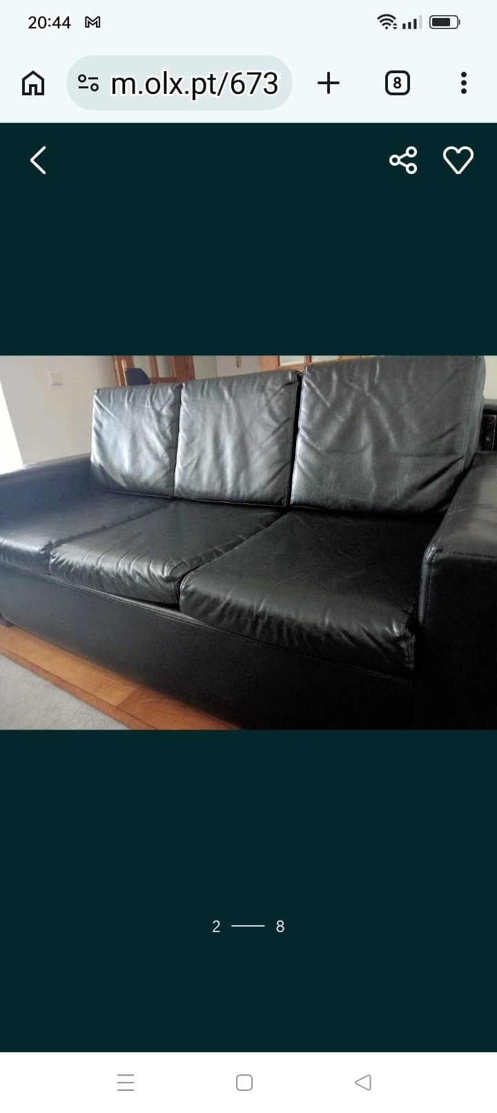 SOFA EM PELE 3 LUGAR