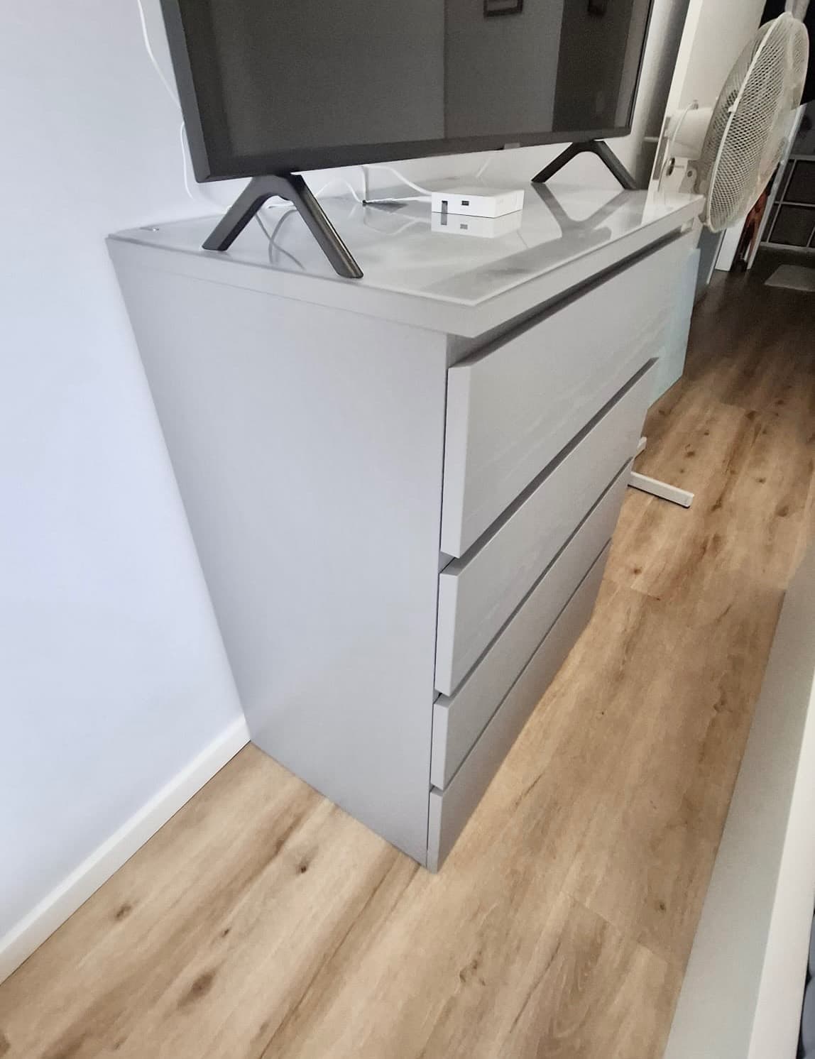 MALM chest of 4 drawers, grey stained