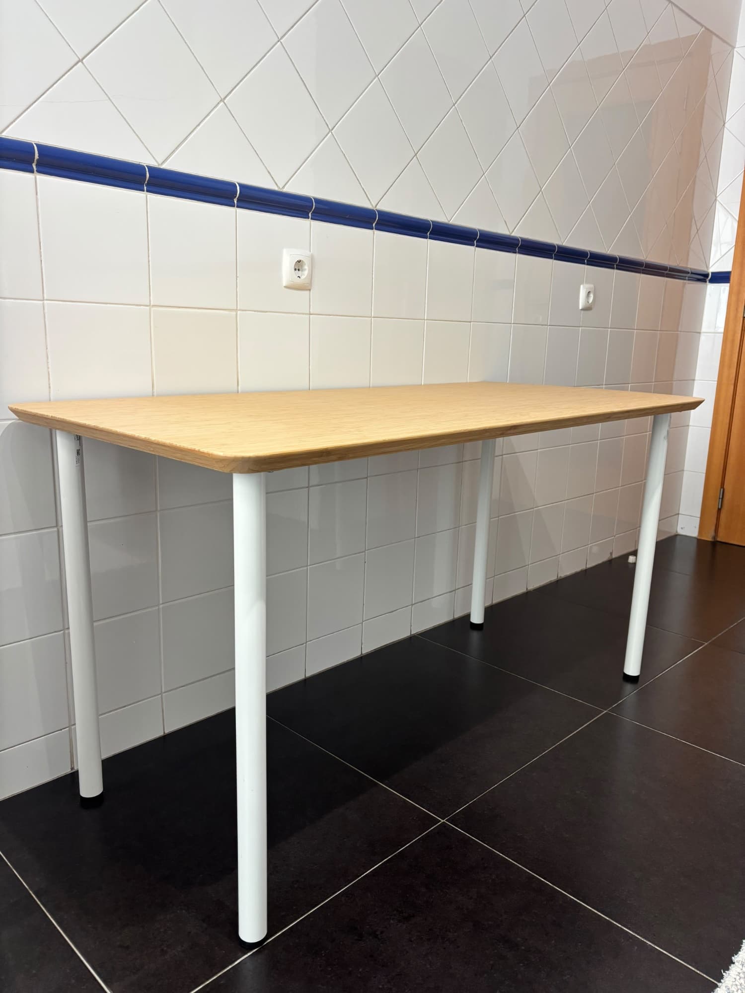 ANFALLARE / OLOV desk, bamboo/white, 140x65 cm
