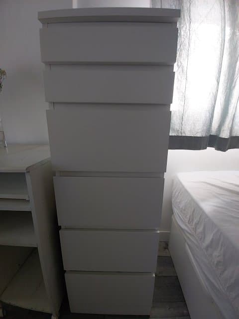 MALM cómoda c/6 gavetas, chapa de bétula/vidro espelhado