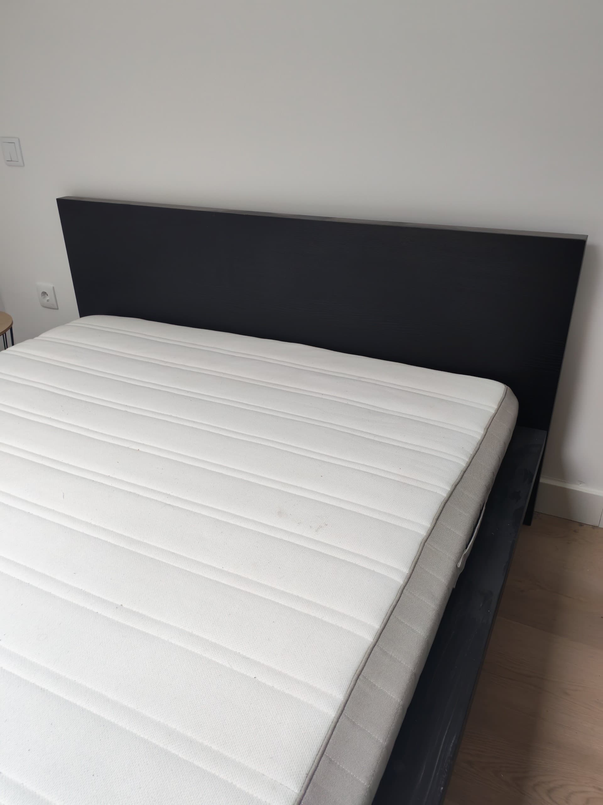 MALM bed frame, high, black-brown/Luröy, 140x200 cm