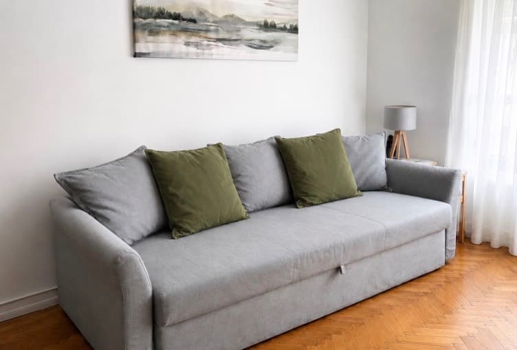 HOLMSUND three-seat sofa-bed cover, Nordvalla medium grey