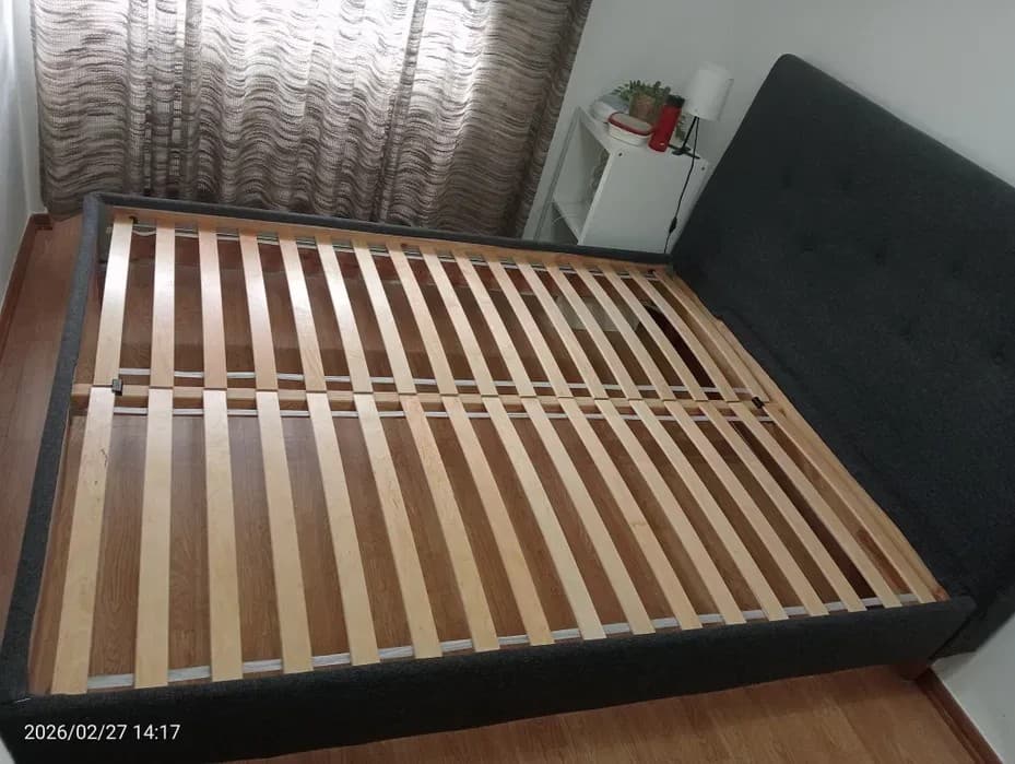 IDANÄS upholstered storage bed, Gunnared dark grey, 160x200 cm