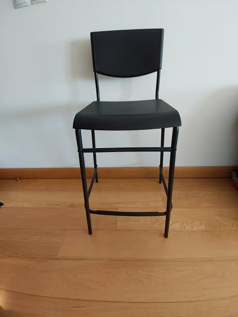 STIG bar stool with backrest, counter height black/black, 63 cm
