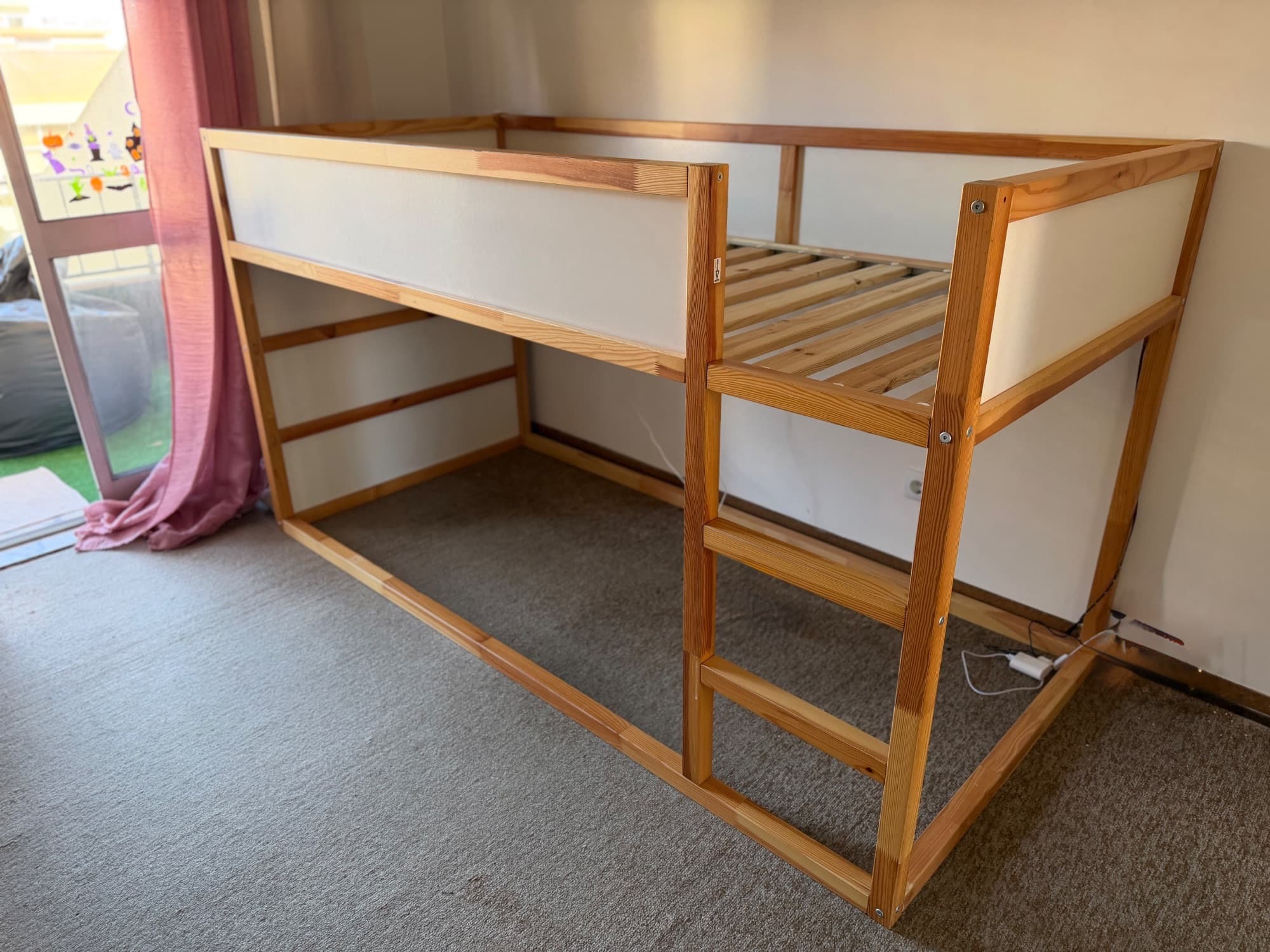 KURA + COLCHÃO Reversible bed, white, pine, 90x200 cm