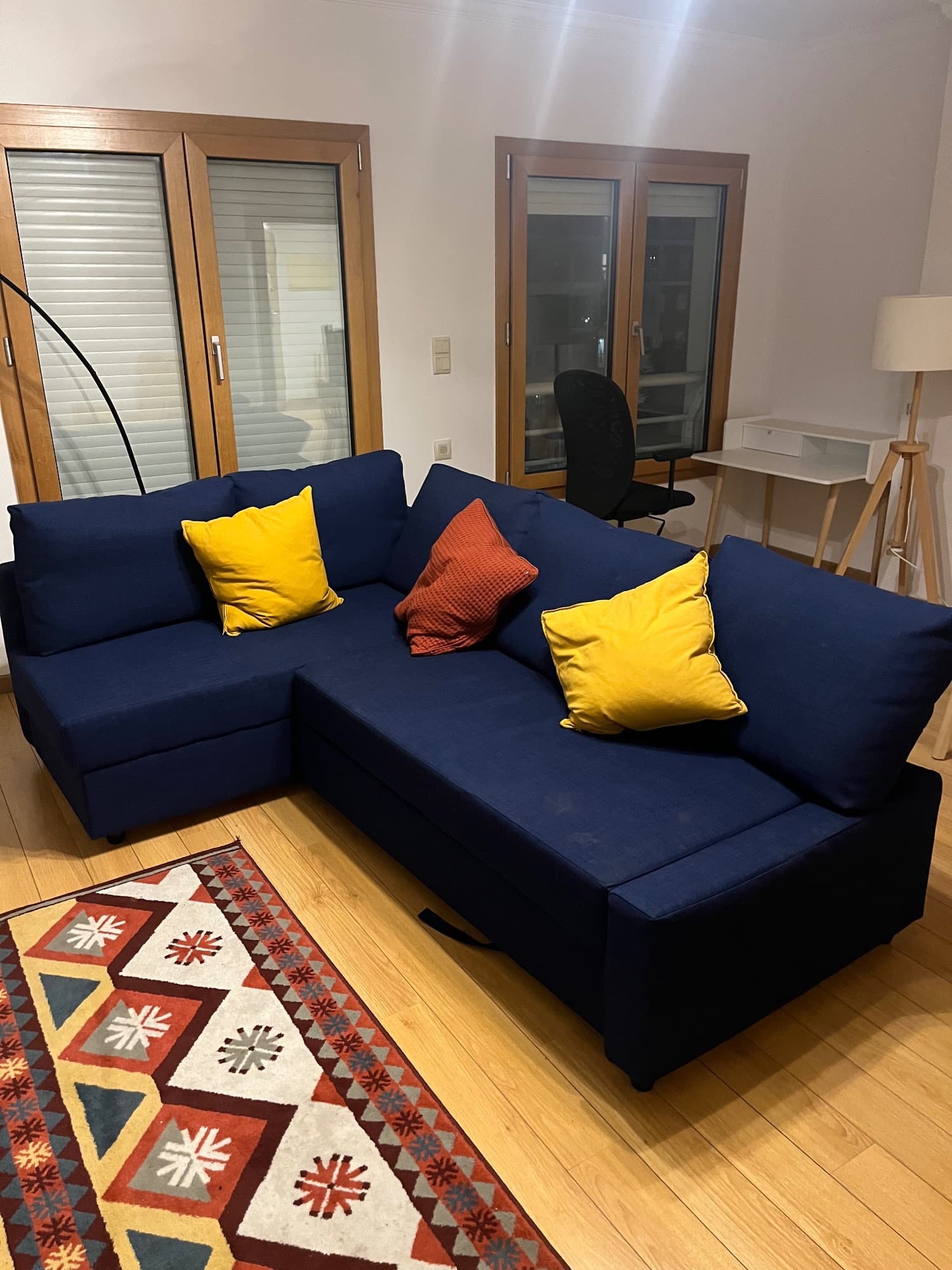 FRIHETEN AZUL corner sofa-bed with storage, with extra back cushions/Hyllie dark grey