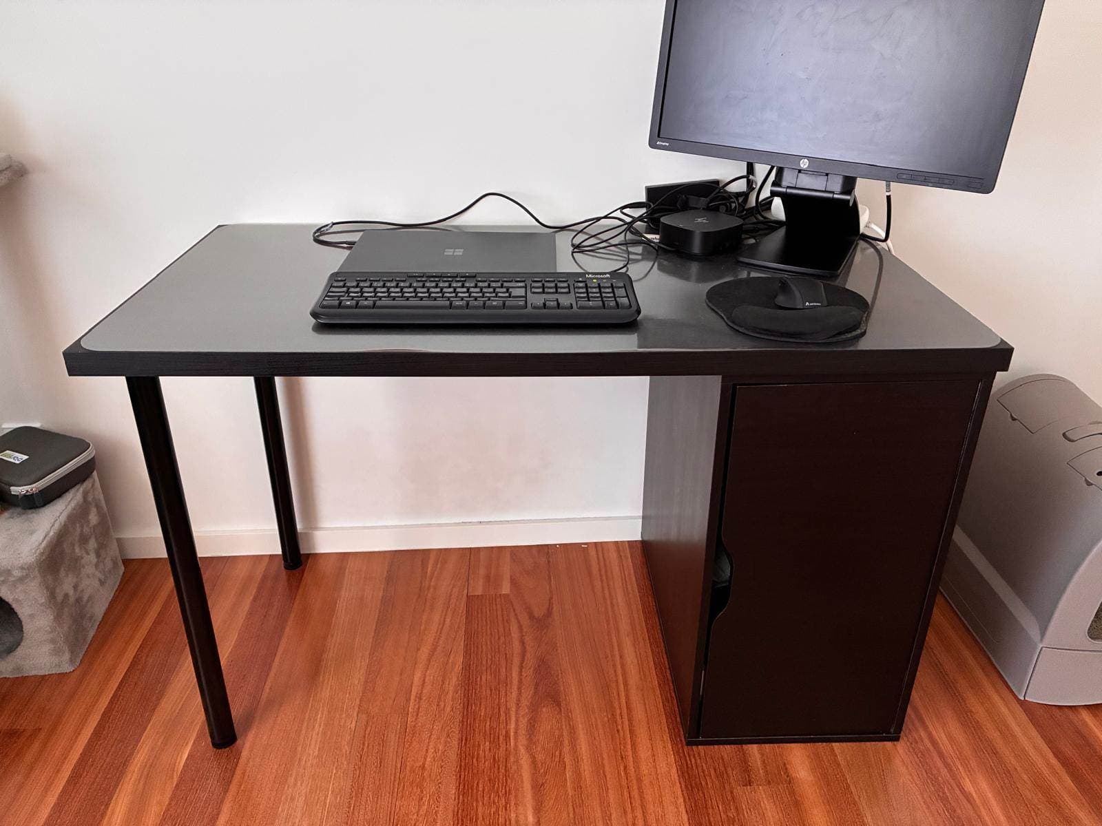 LAGKAPTEN / ALEX desk, grey/wood effect black, 120x60 cm