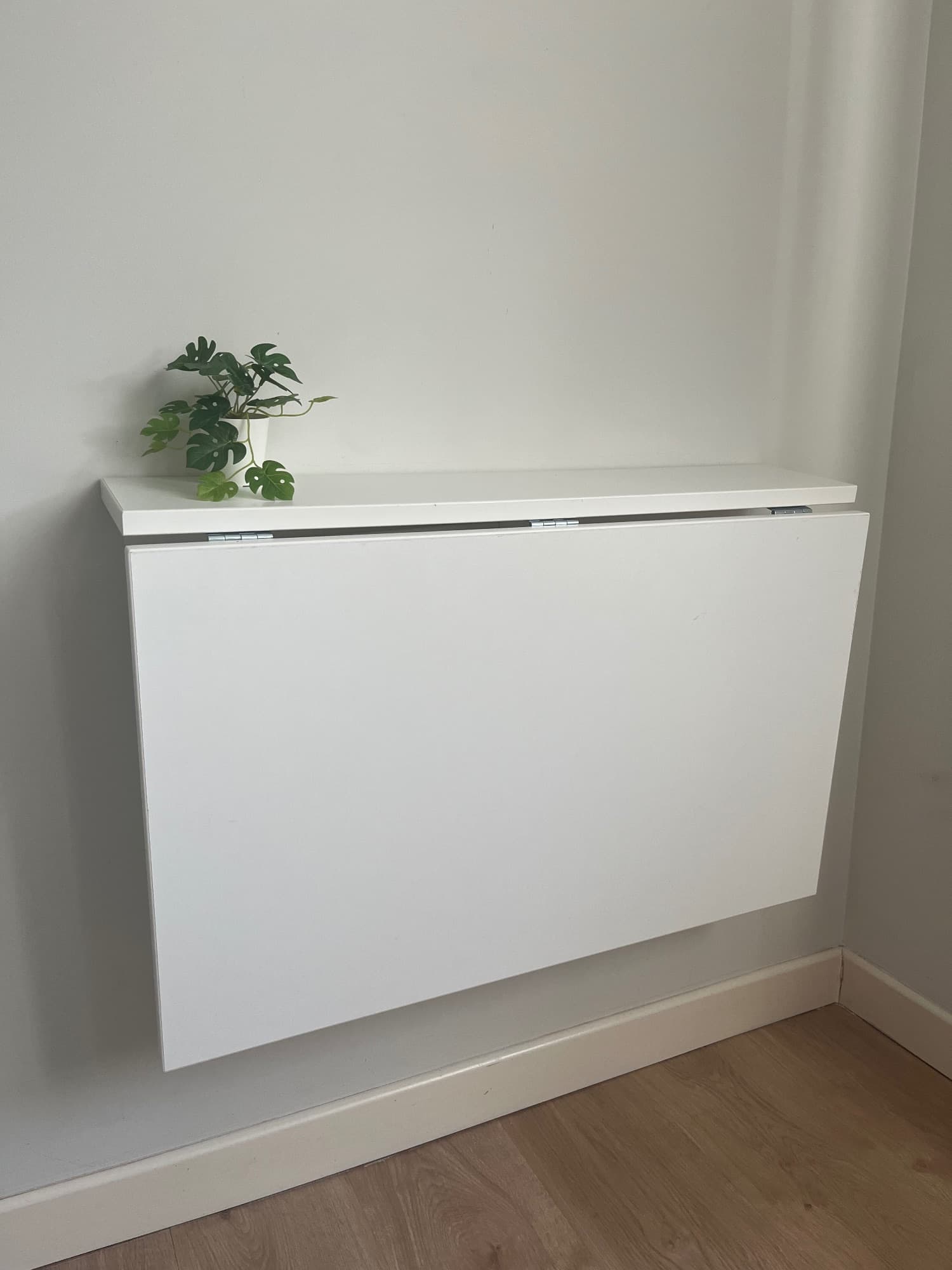 NORBERG Wall-mounted drop-leaf table, white, Width: 74 cm