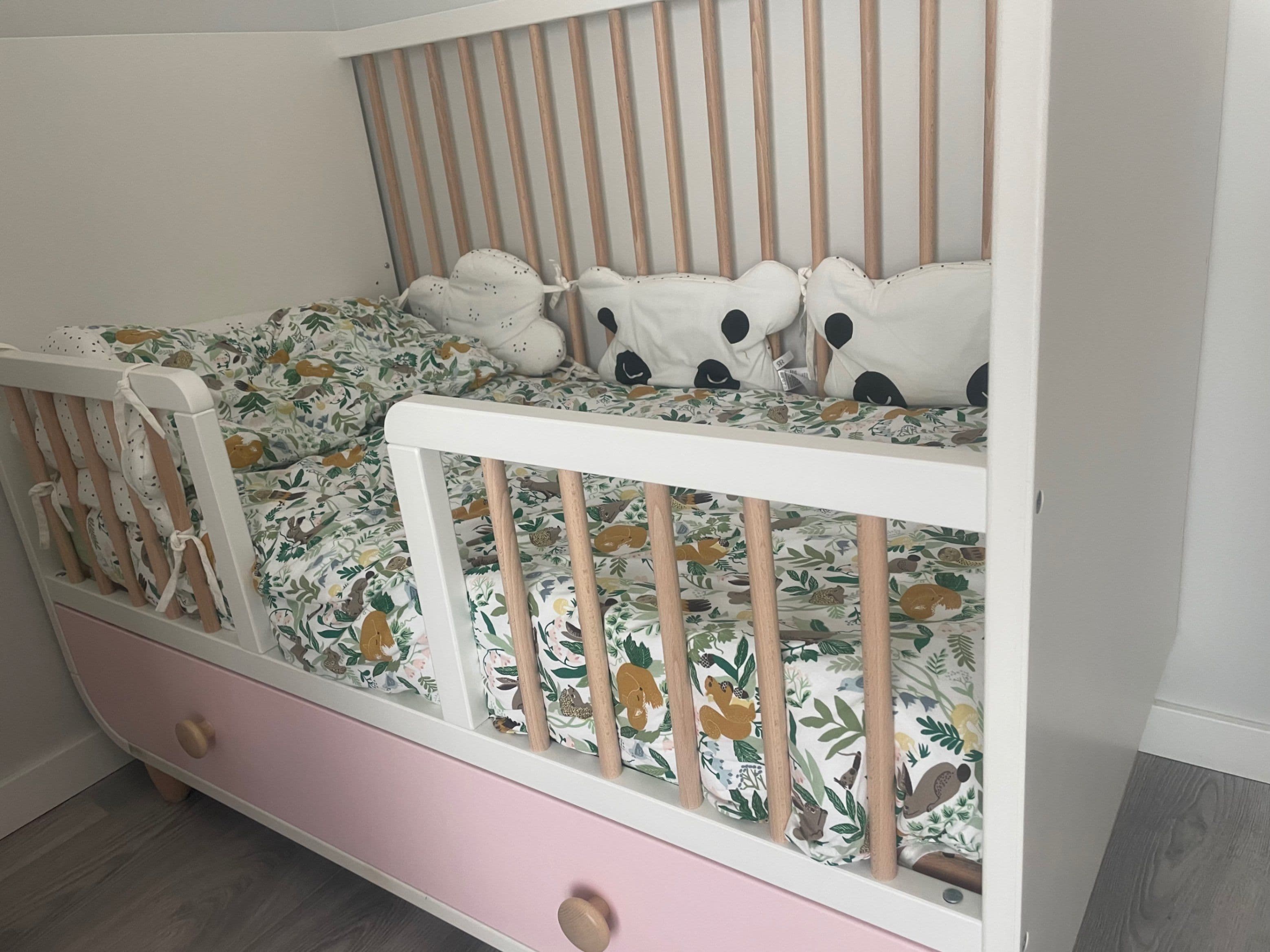 MYLLRA cot with drawer, white, 60x120 cm