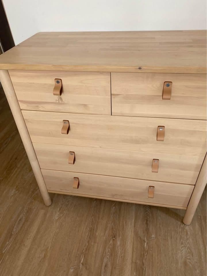 BJÖRKSNÄS Chest of 5 drawers, birch, 90x90 cm