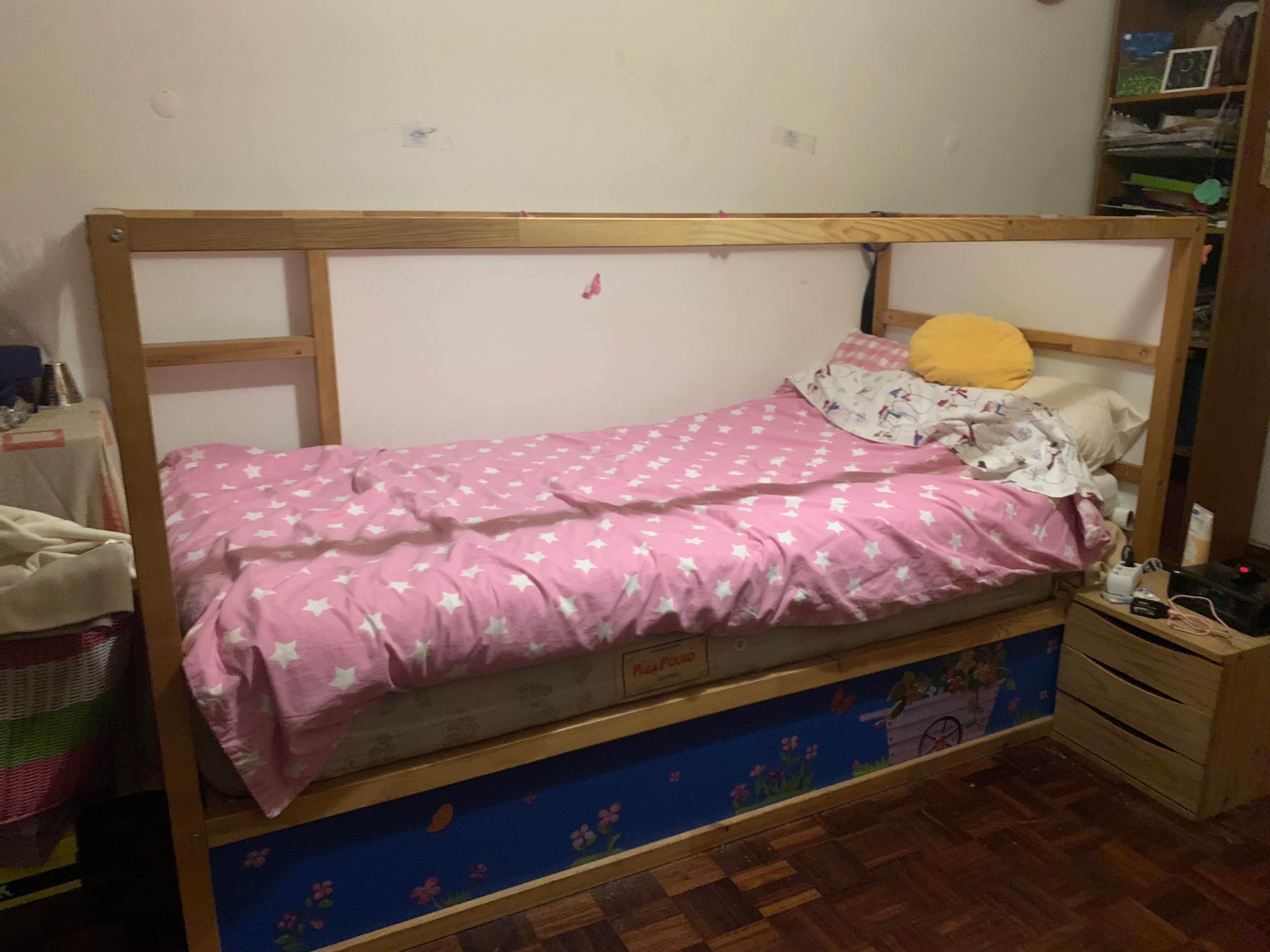 KURA Reversible bed, white, pine, 90x200 cm