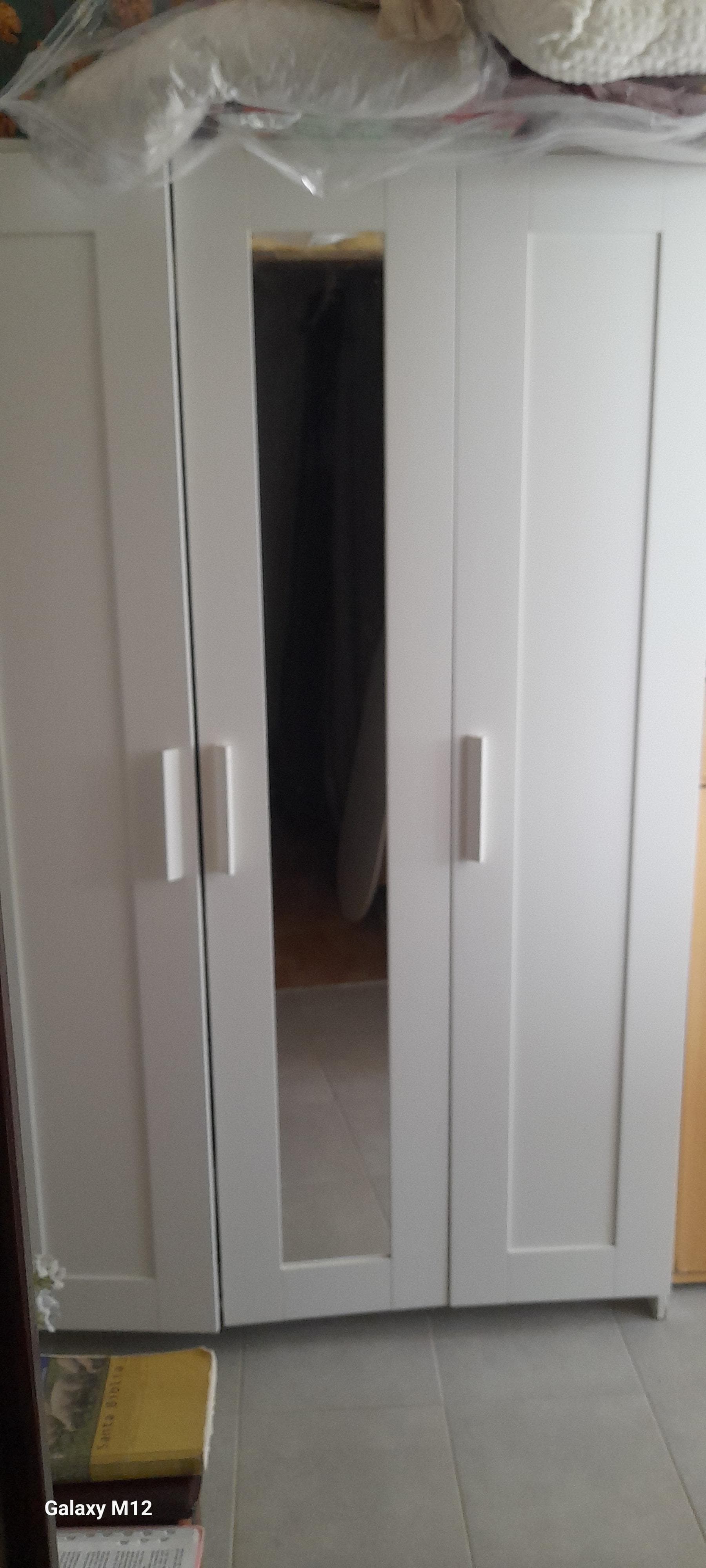 BRIMNES Wardrobe with 3 doors, white, 117x190 cm
