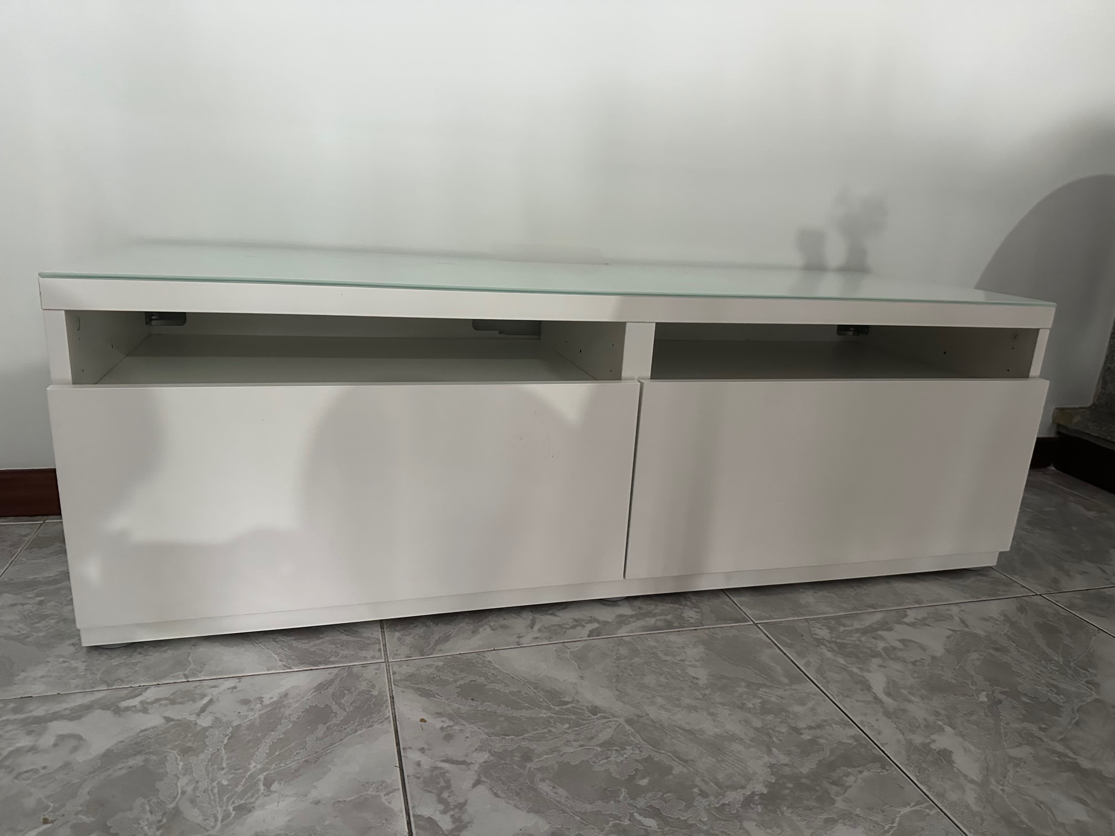 BESTÅ TV bench with drawers, white/Lappviken/Stubbarp white, 120x42x48 cm