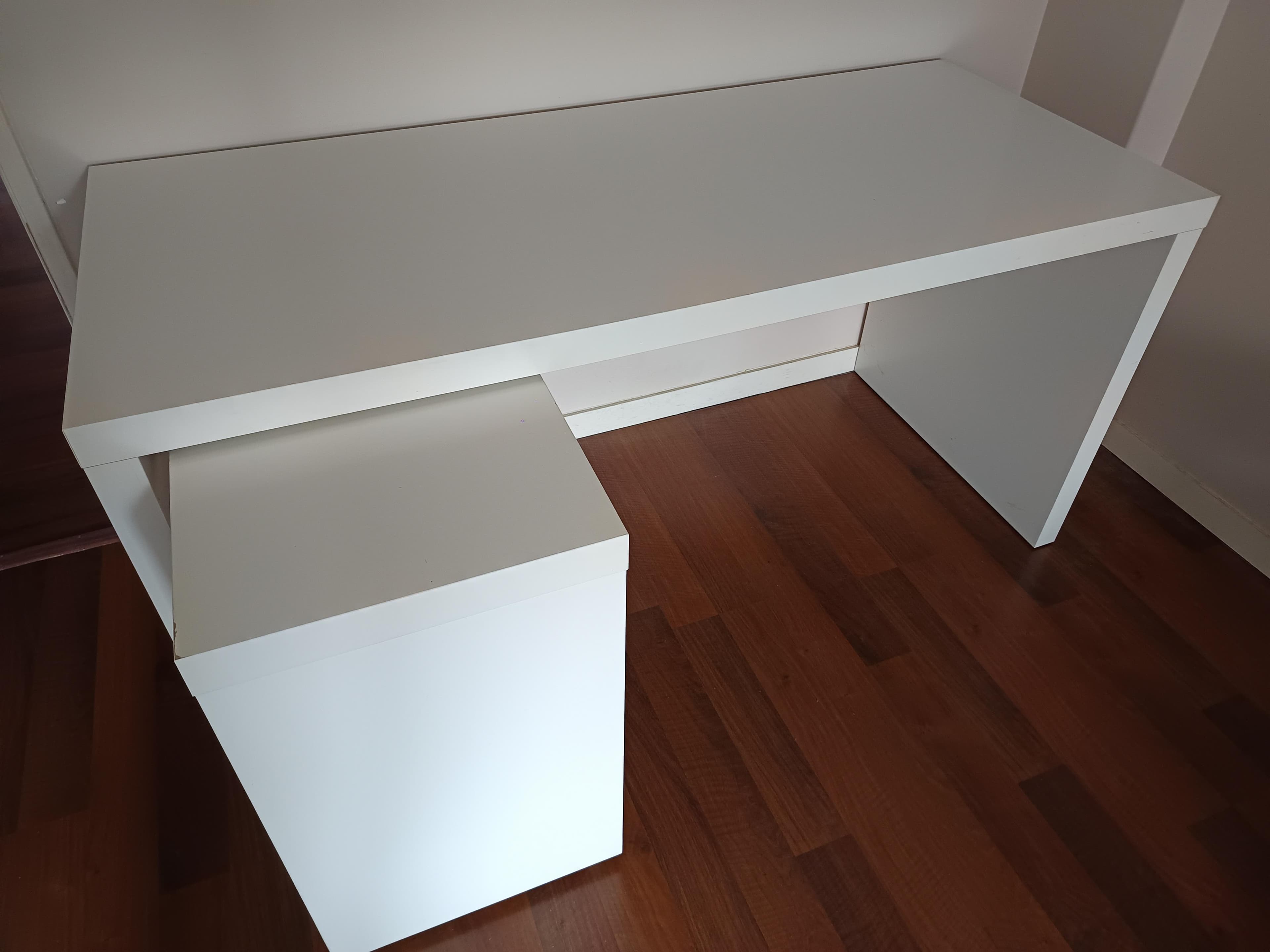 MALM Desk with pull-out panel, white, 151x65 cm