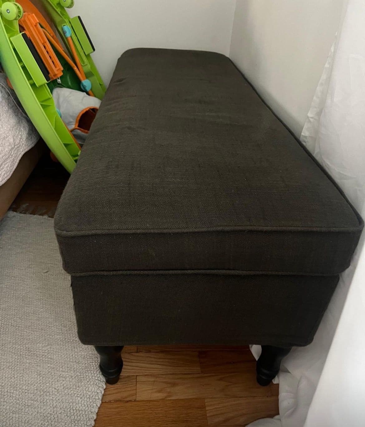 ESSEBODA bench with storage, Knäbäck anthracite/brown