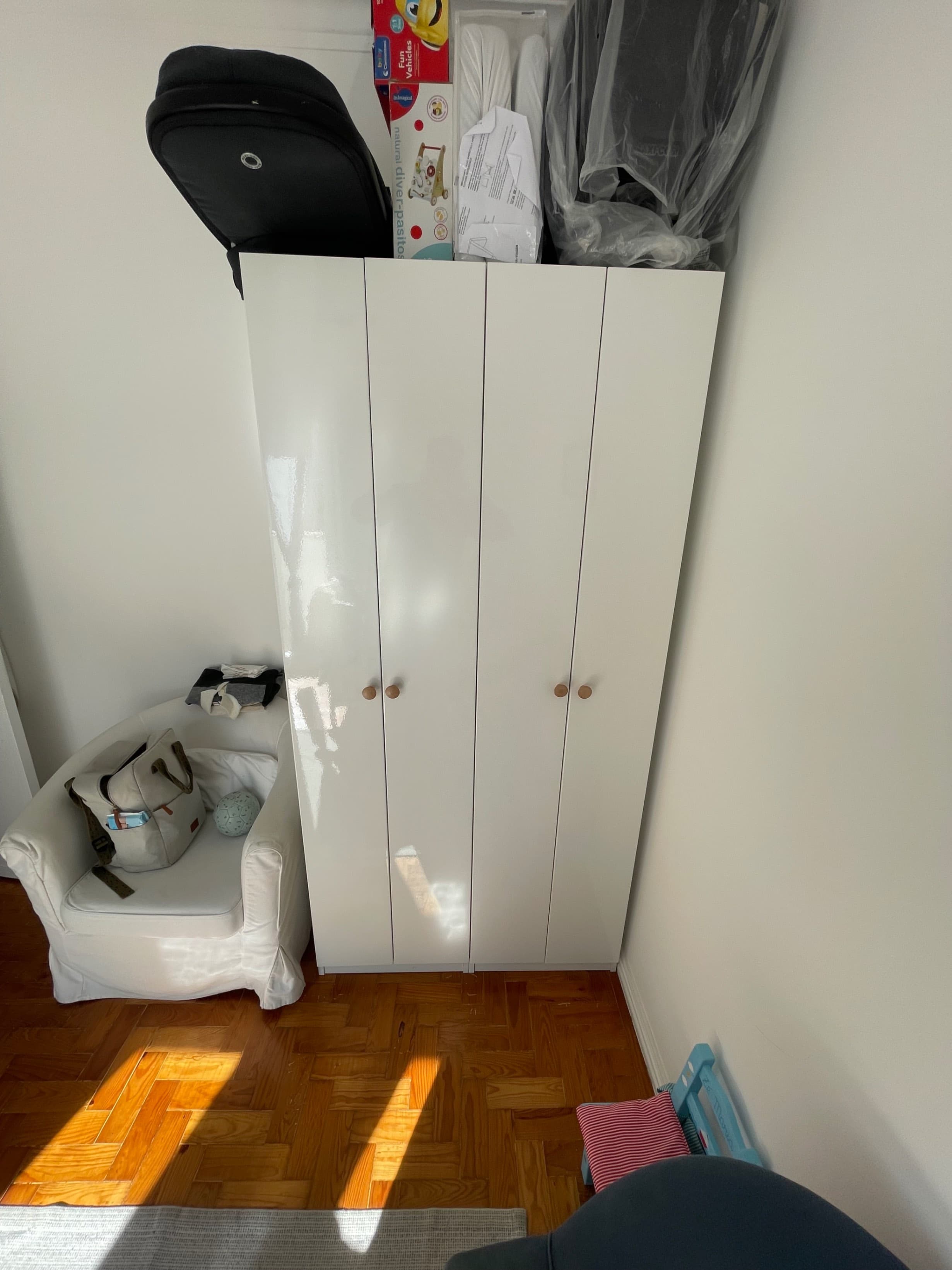 PAX / FARDAL wardrobe combination, white/high-gloss white, 150x60x201 cm