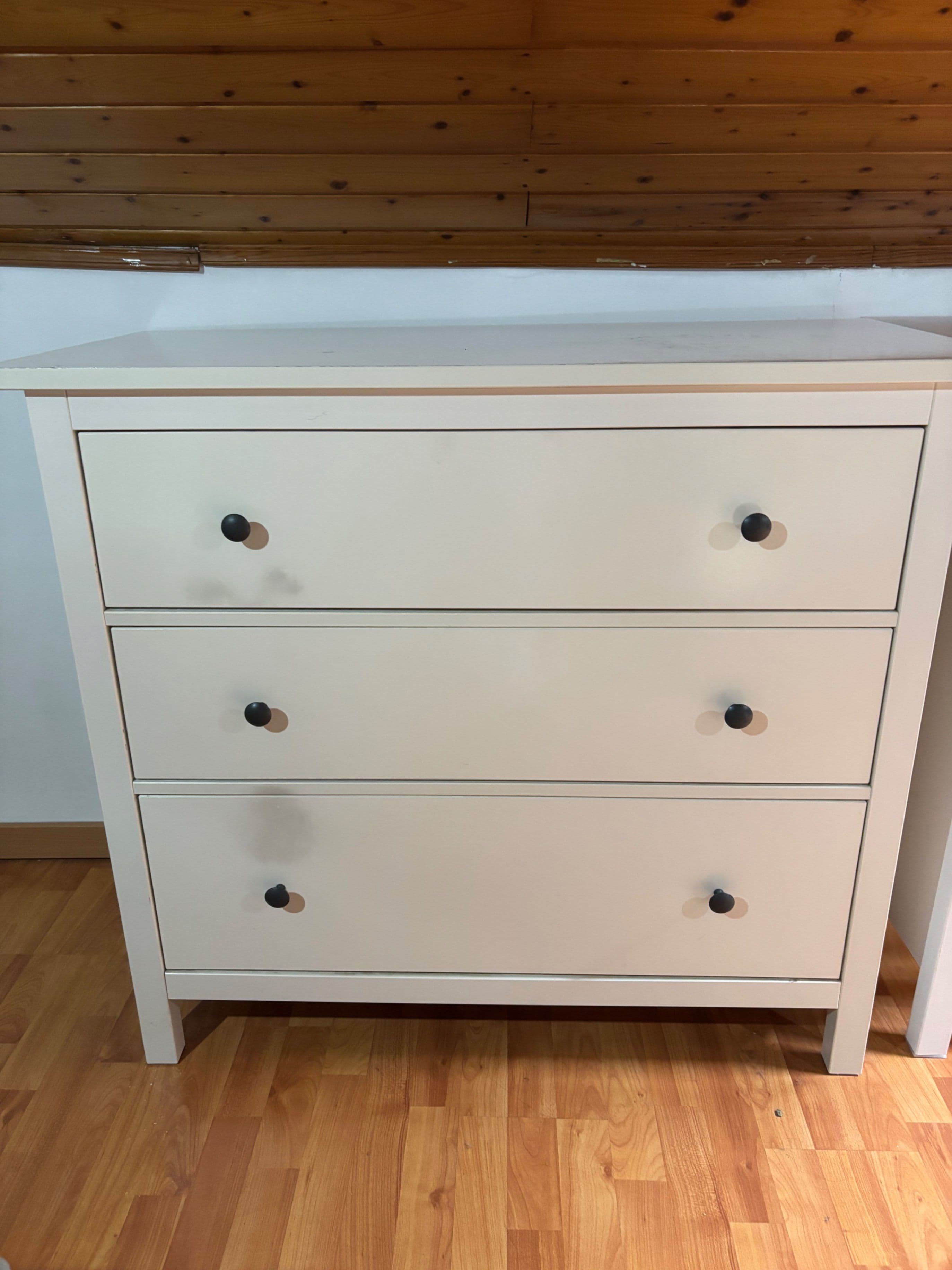 HEMNES Chest of 3 drawers, white stain, 108x96 cm