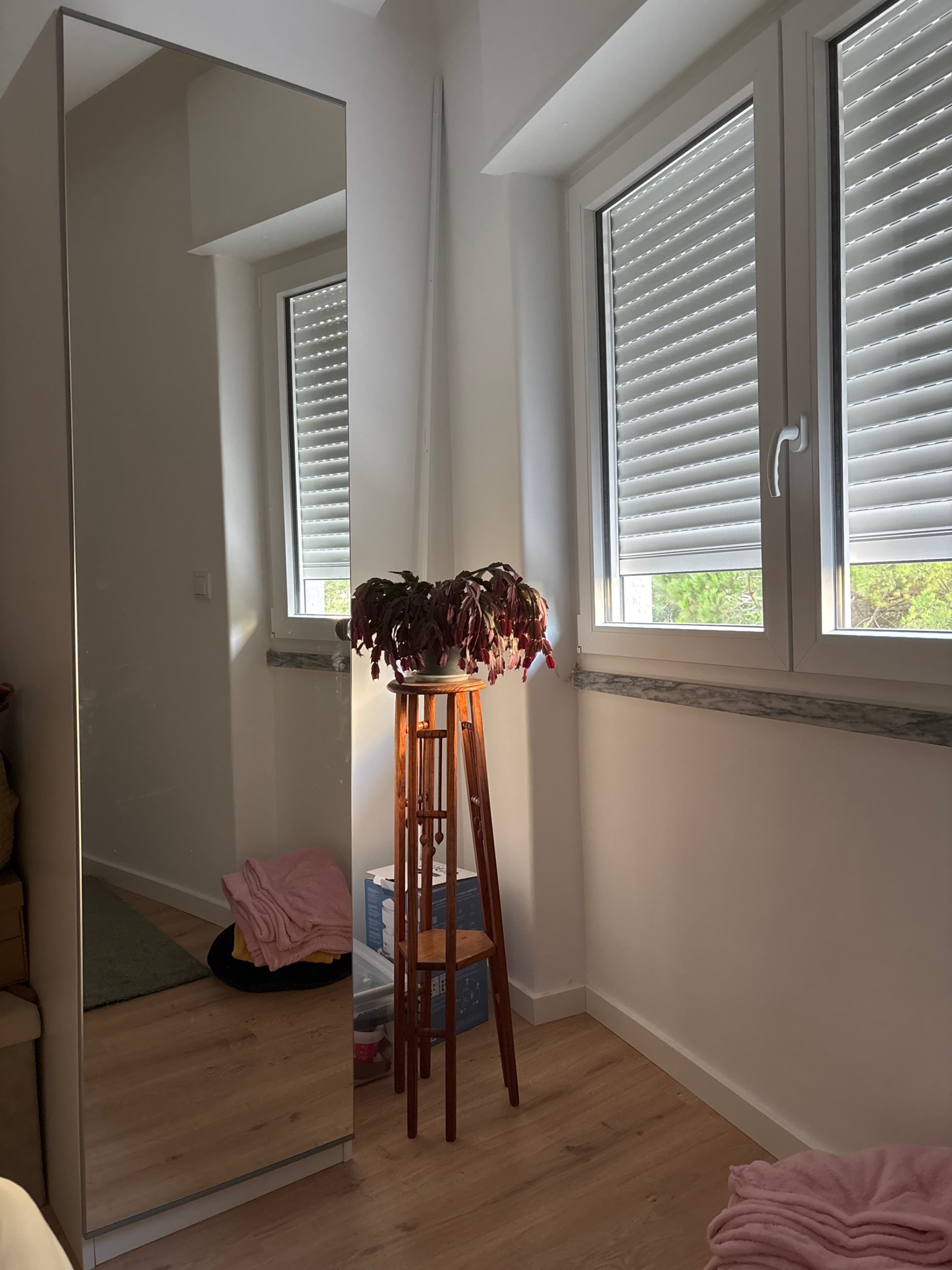 PAX / ÅHEIM wardrobe combination, white/mirror glass, 50x38x201 cm