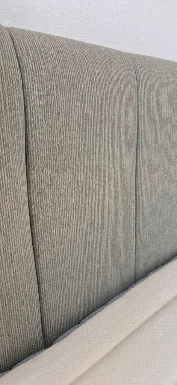 TÄLLÅSEN upholstered bed frame, Kulsta grey-green/Luröy, 140x200 cm