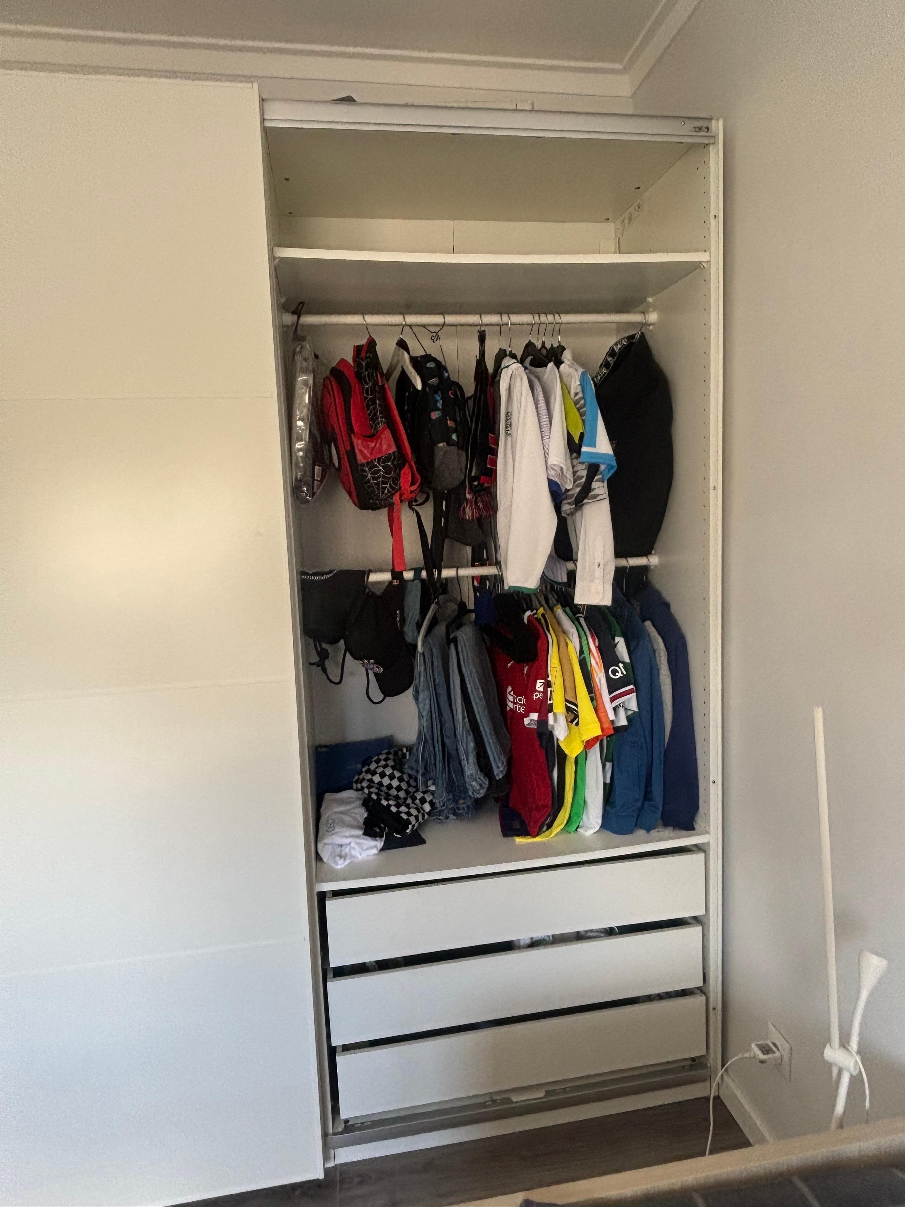 PAX / HASVIK wardrobe, white/high-gloss white, 200x66x236 cm