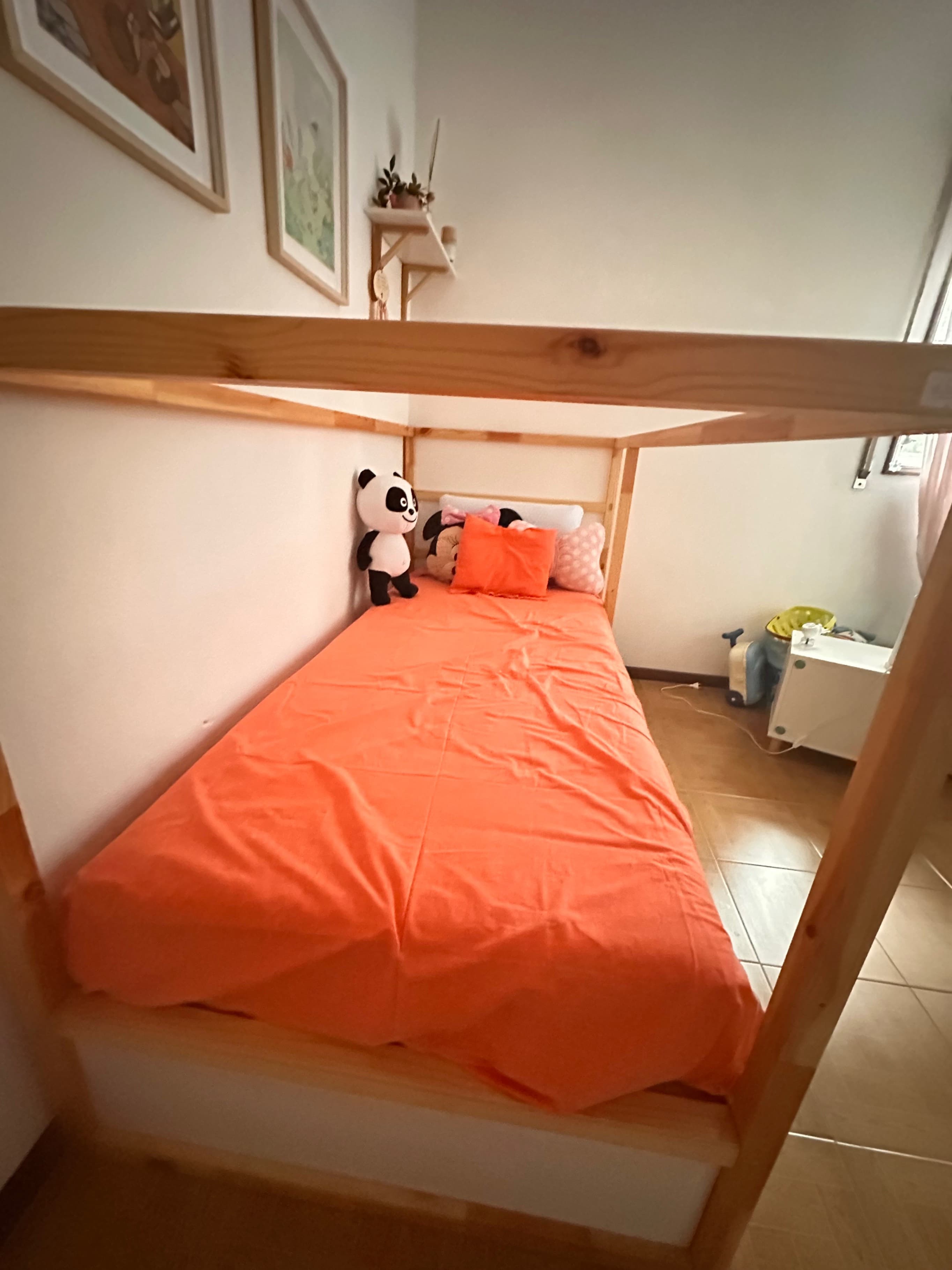 KURA Reversible bed, white, pine, 90x200 cm