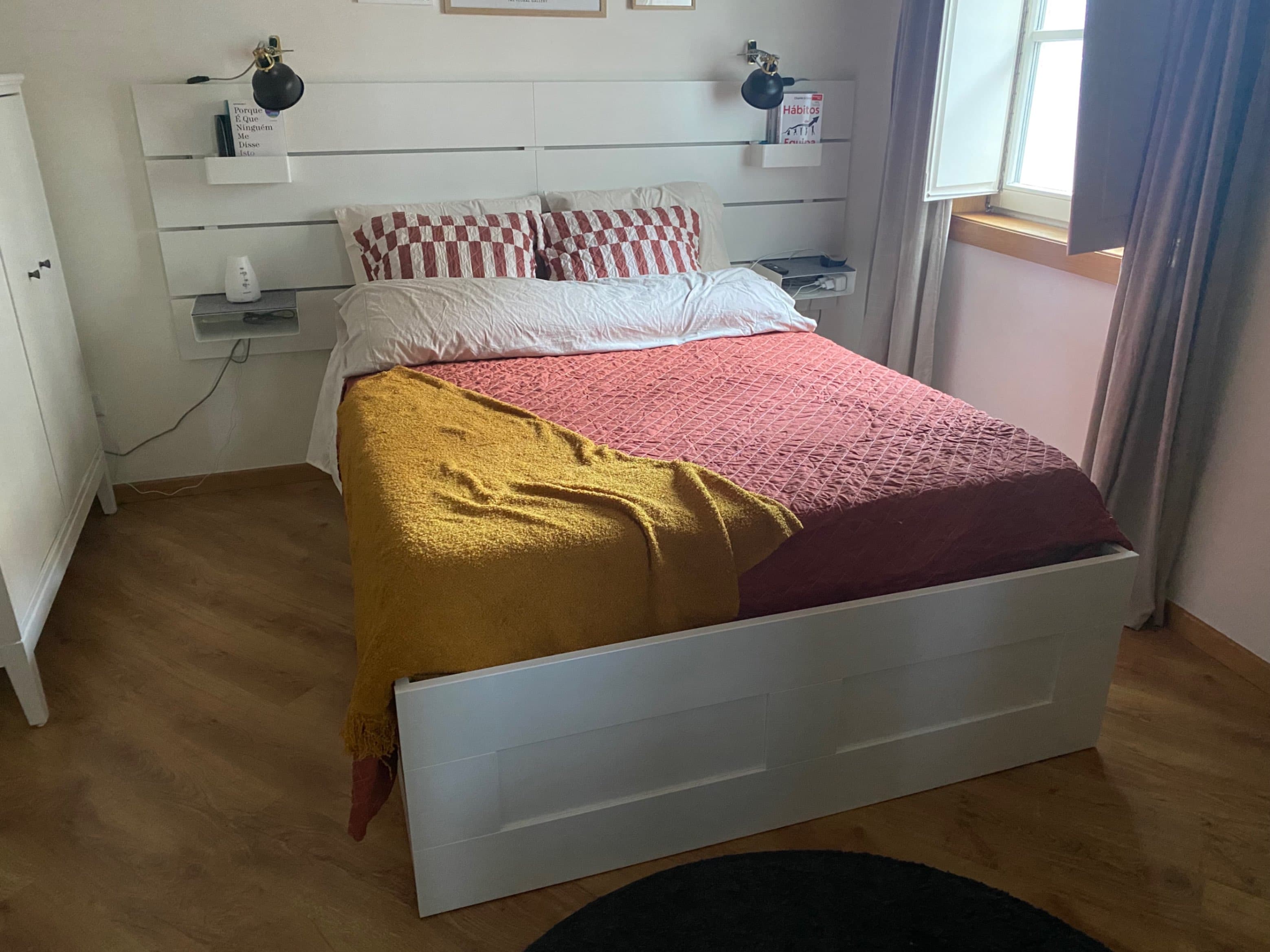 BRIMNES bed frame with storage, white, 140x200 cm