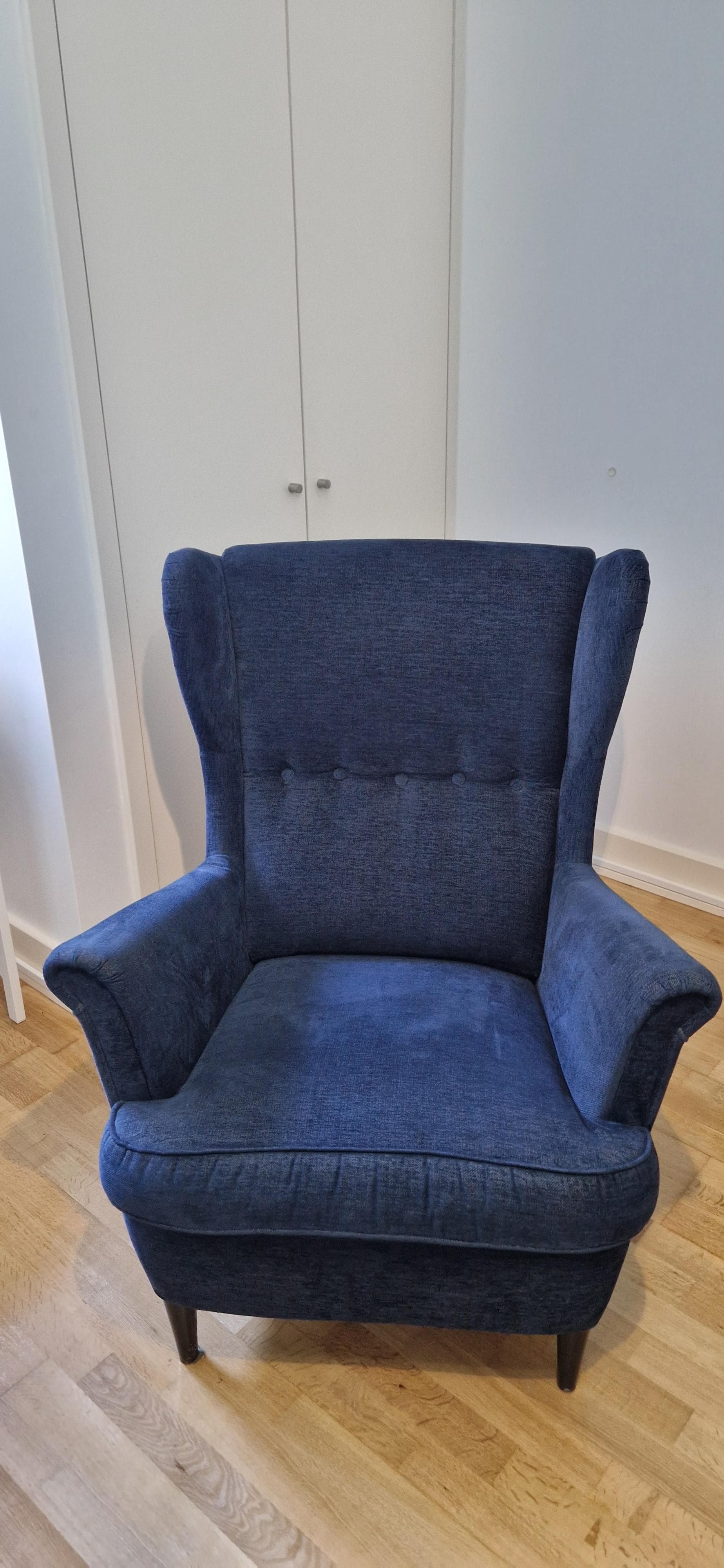 STRANDMON Wing chair, Nordvalla dark grey, Width: 82 cm