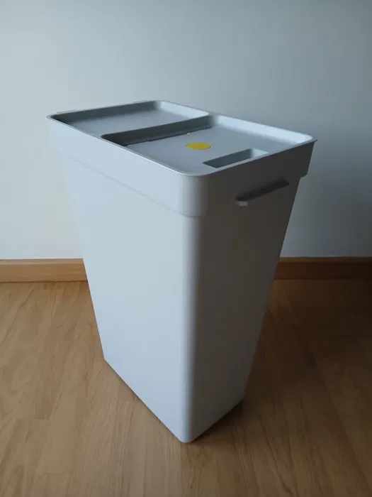 HÅLLBAR Bin with lid, light grey, Lower outer measure depth: 30.3 cm