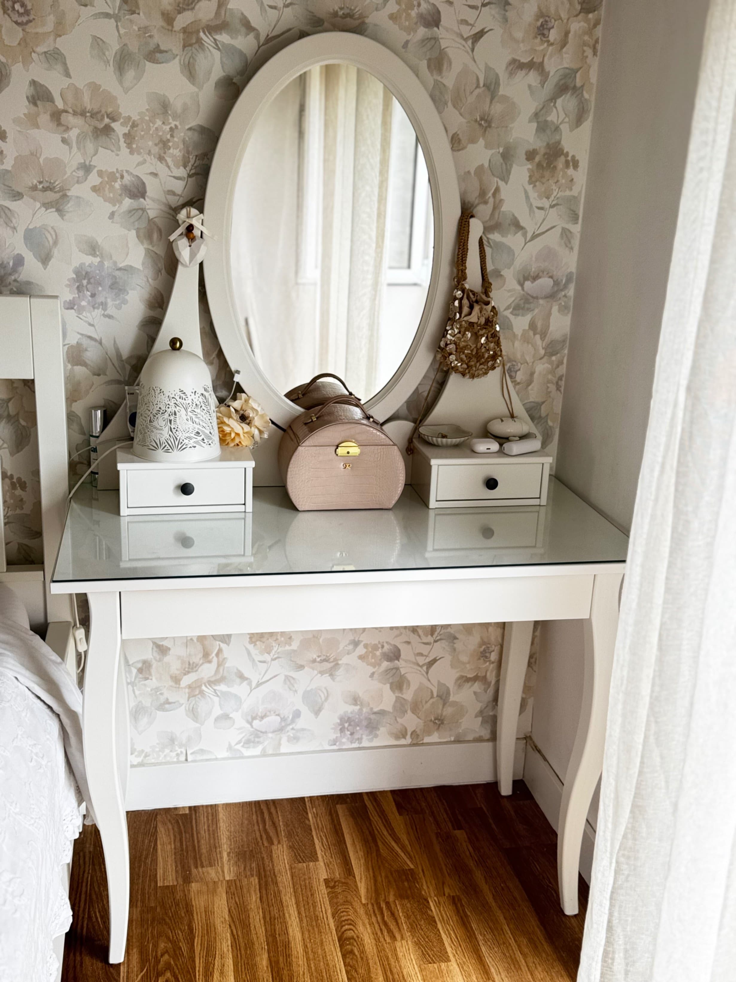 HEMNES Dressing table with mirror, white, 100x50 cm
