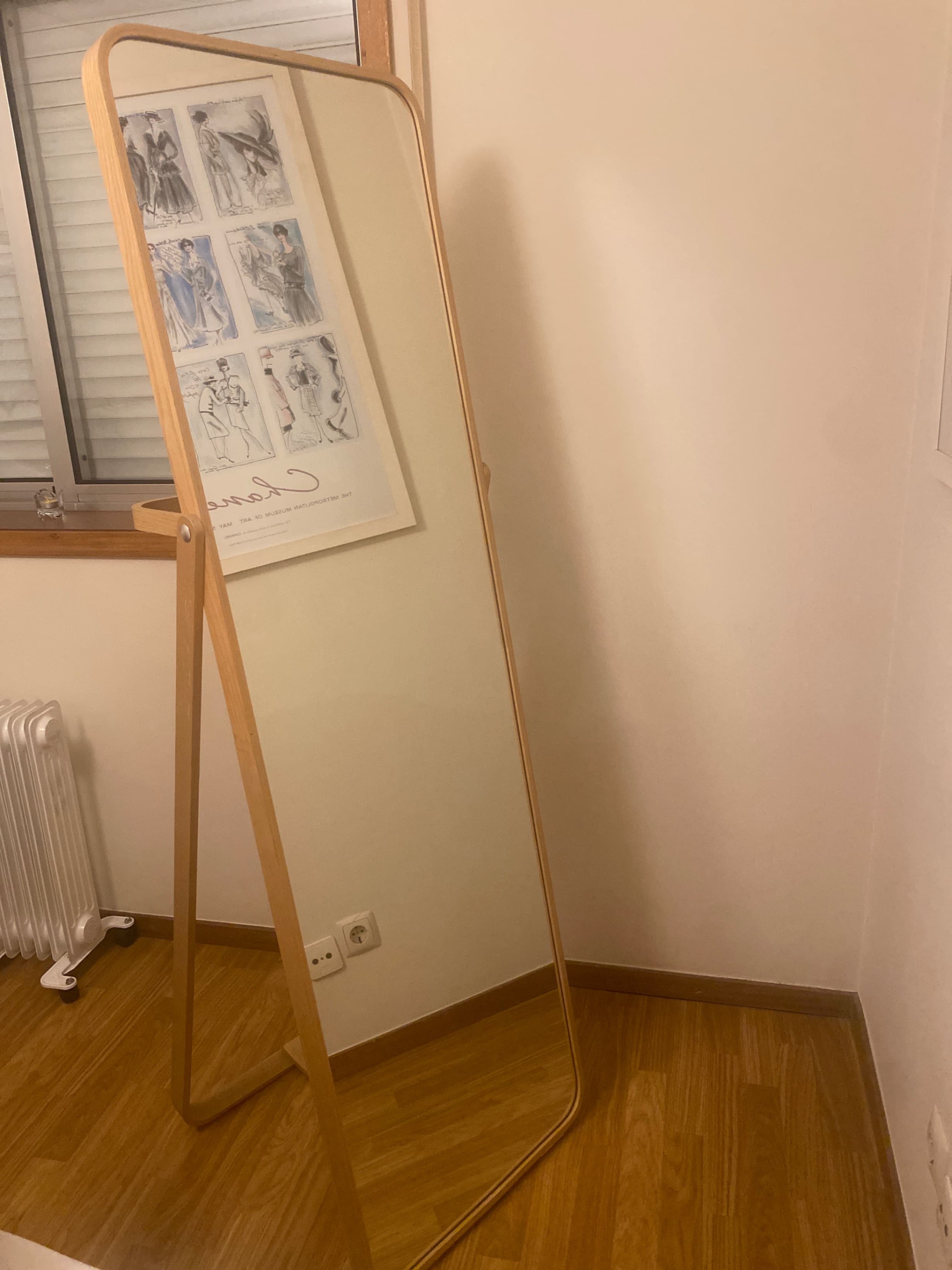 IKORNNES Standing mirror, ash, 52x167 cm