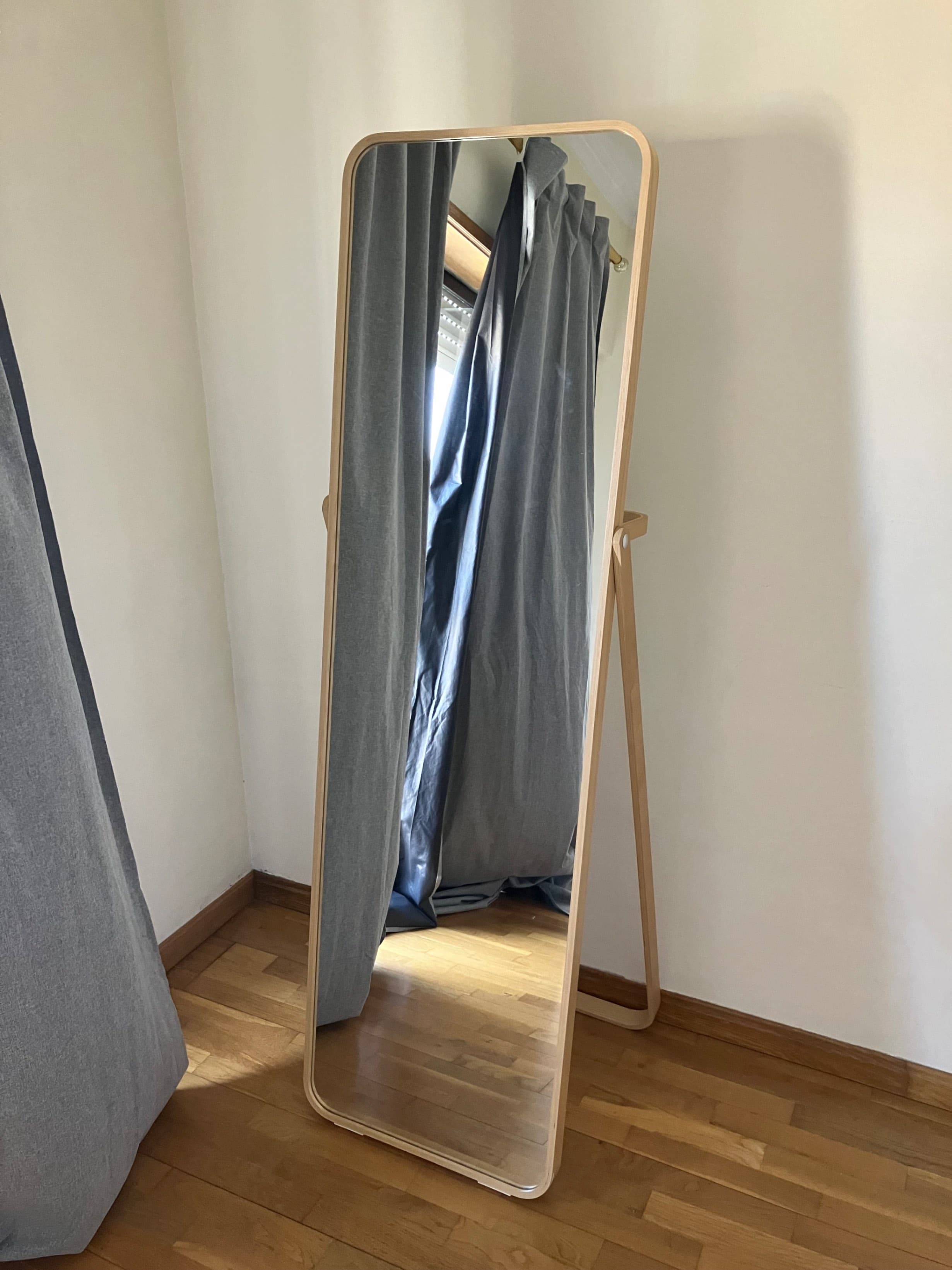 IKORNNES Standing mirror, ash, 52x167 cm