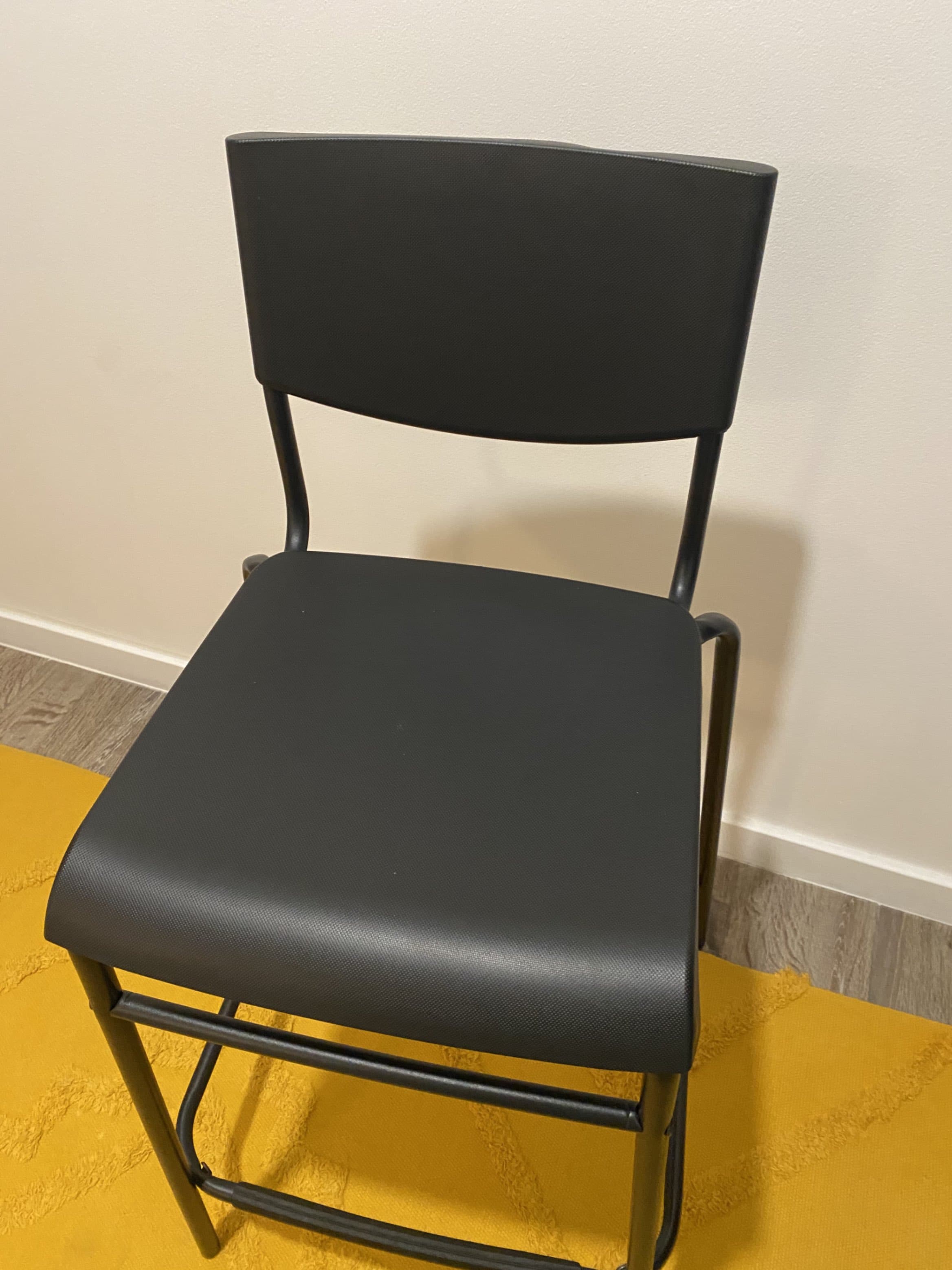 STIG bar stool with backrest, counter height black/black, 63 cm