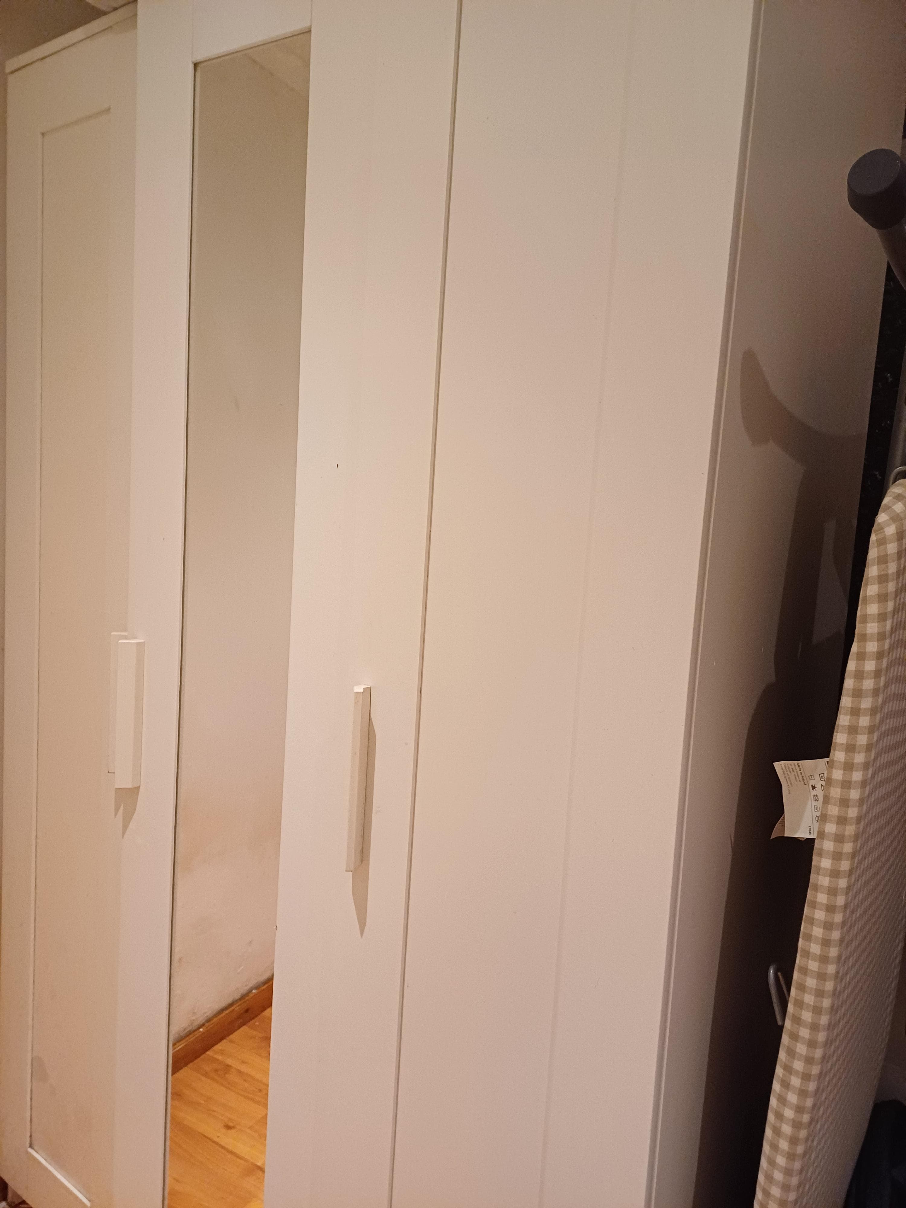 BRIMNES Wardrobe with 3 doors, white, 117x190 cm