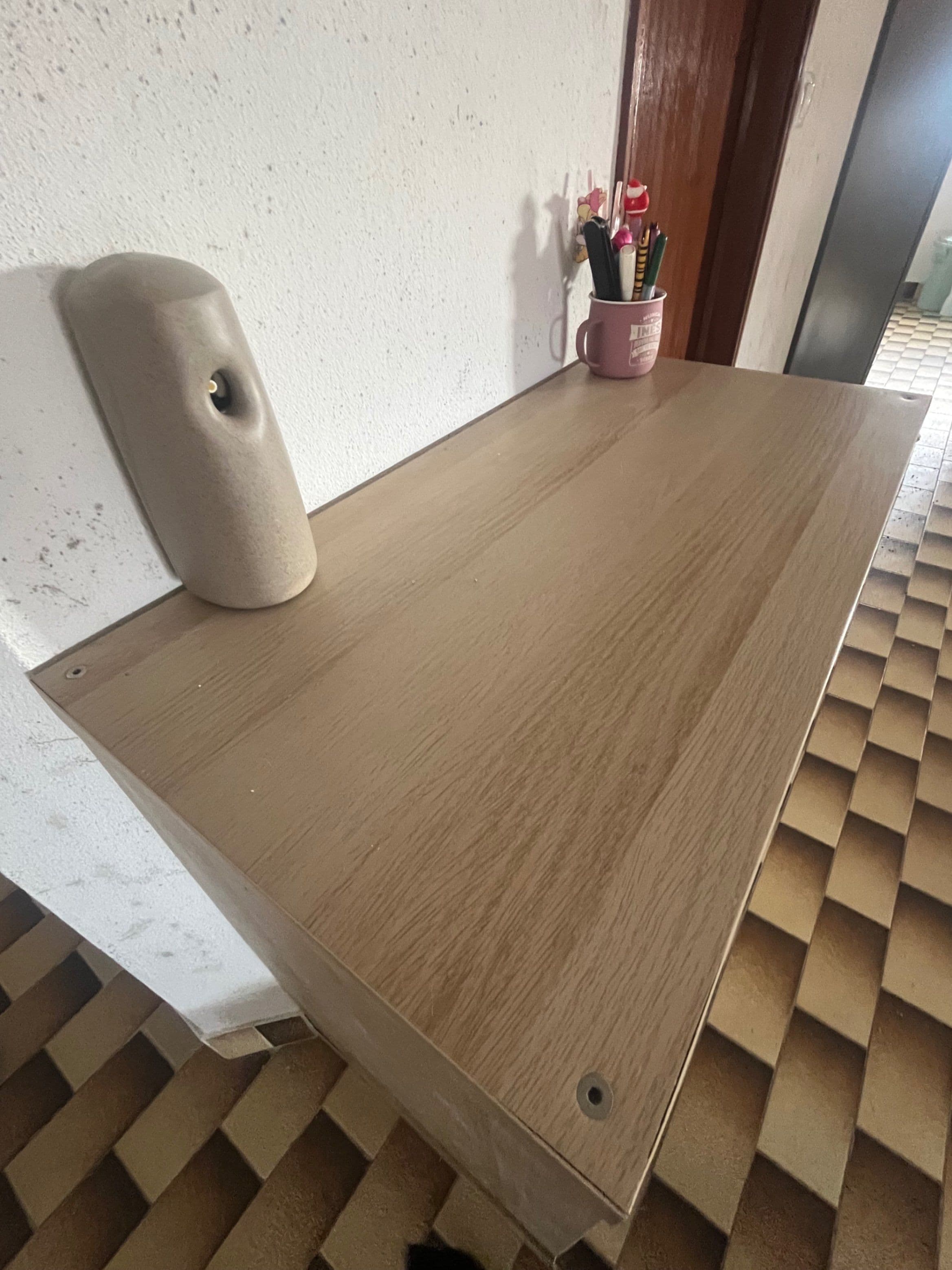 KALLAX shelving unit with doors, white stained oak effect, 77x77 cm