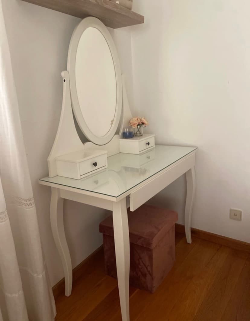 HEMNES Dressing table with mirror, white, 100x50 cm