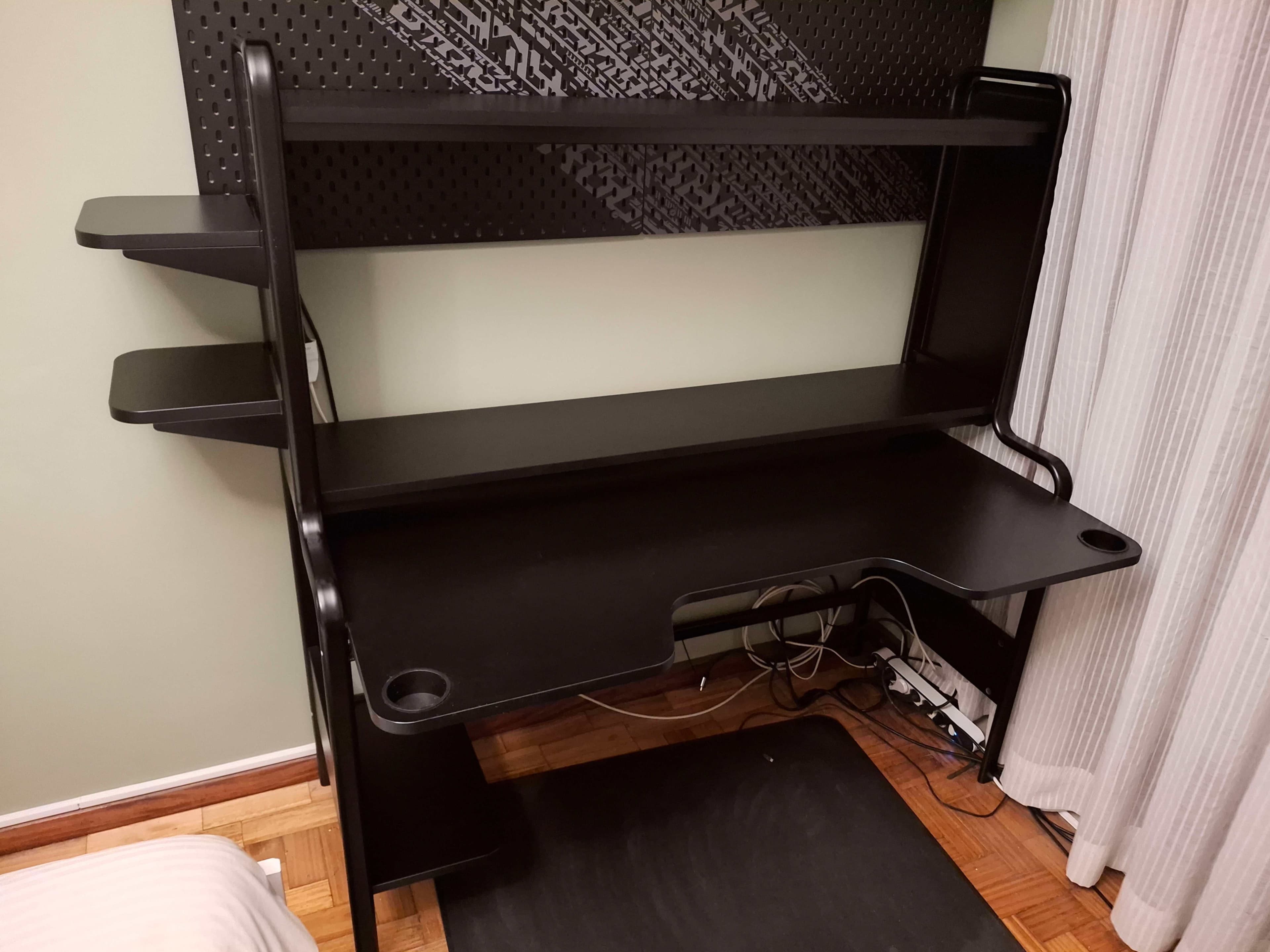 FREDDE gaming desk, black, 140/185x74x146 cm