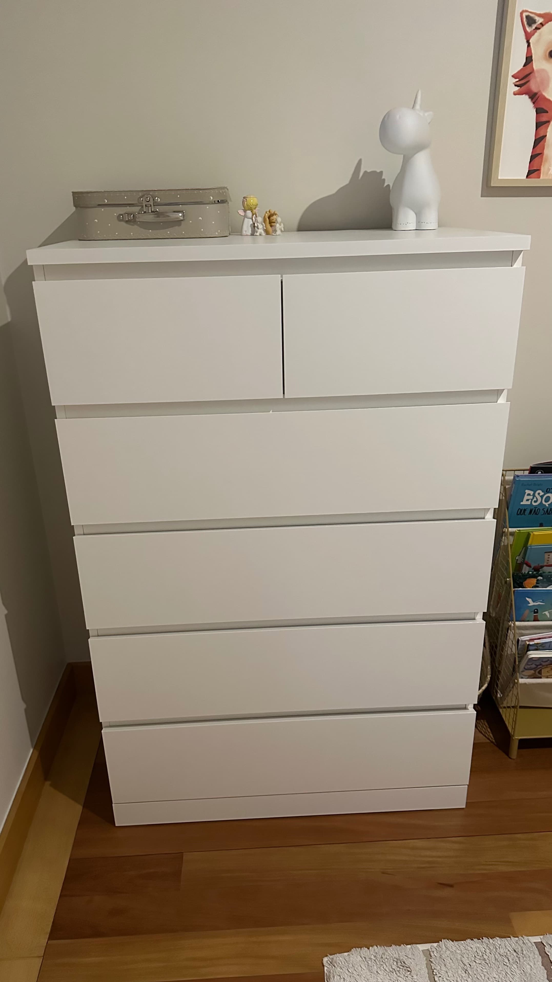 MALM Cómoda c/6 gavetas, branco, 80x123 cm