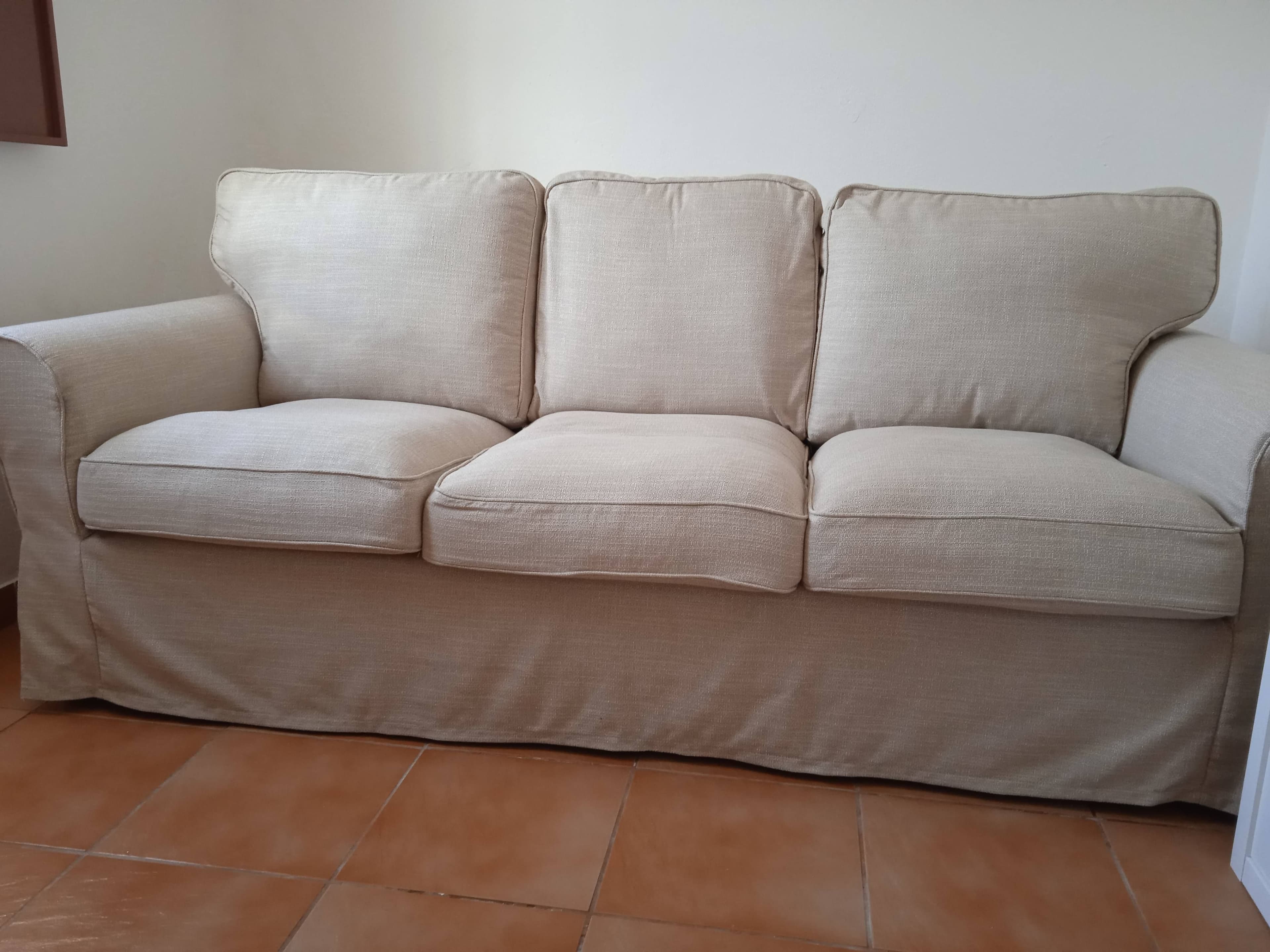 EKTORP cover for 3-seat sofa, Hillared beige