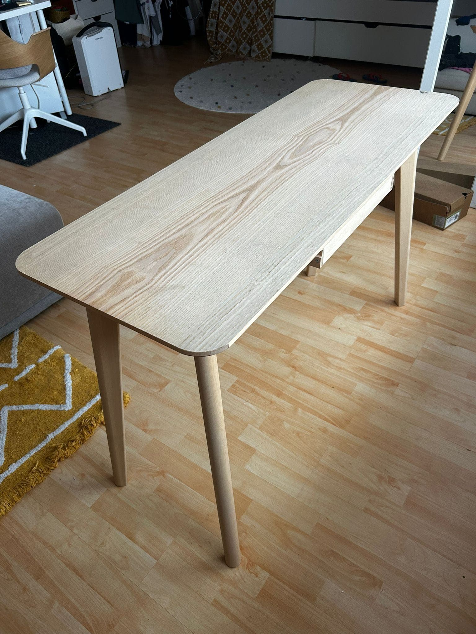 LISABO Table, ash veneer, Length: 140 cm