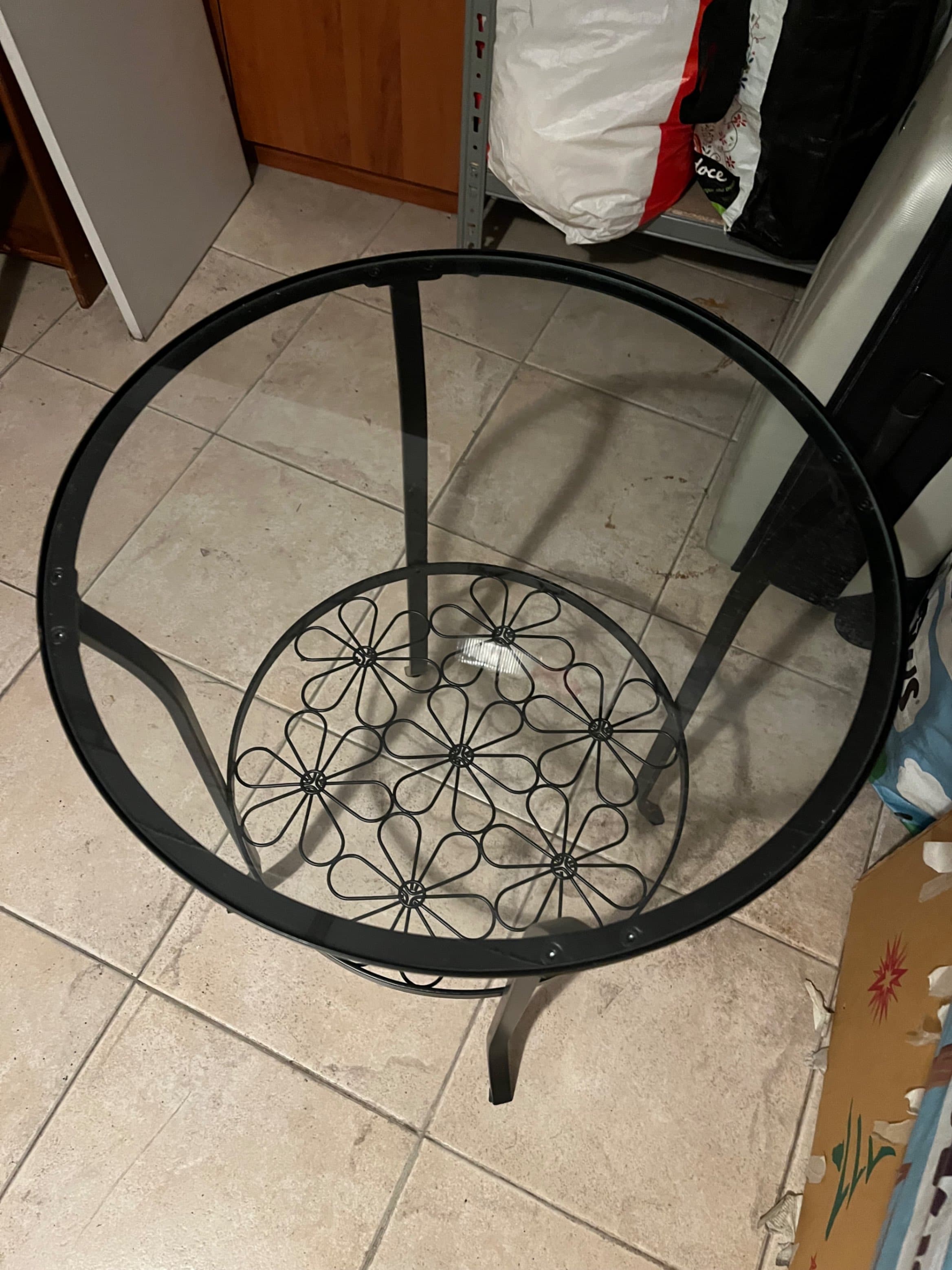 KLINGSBO side table, black/clear glass, 49x62 cm