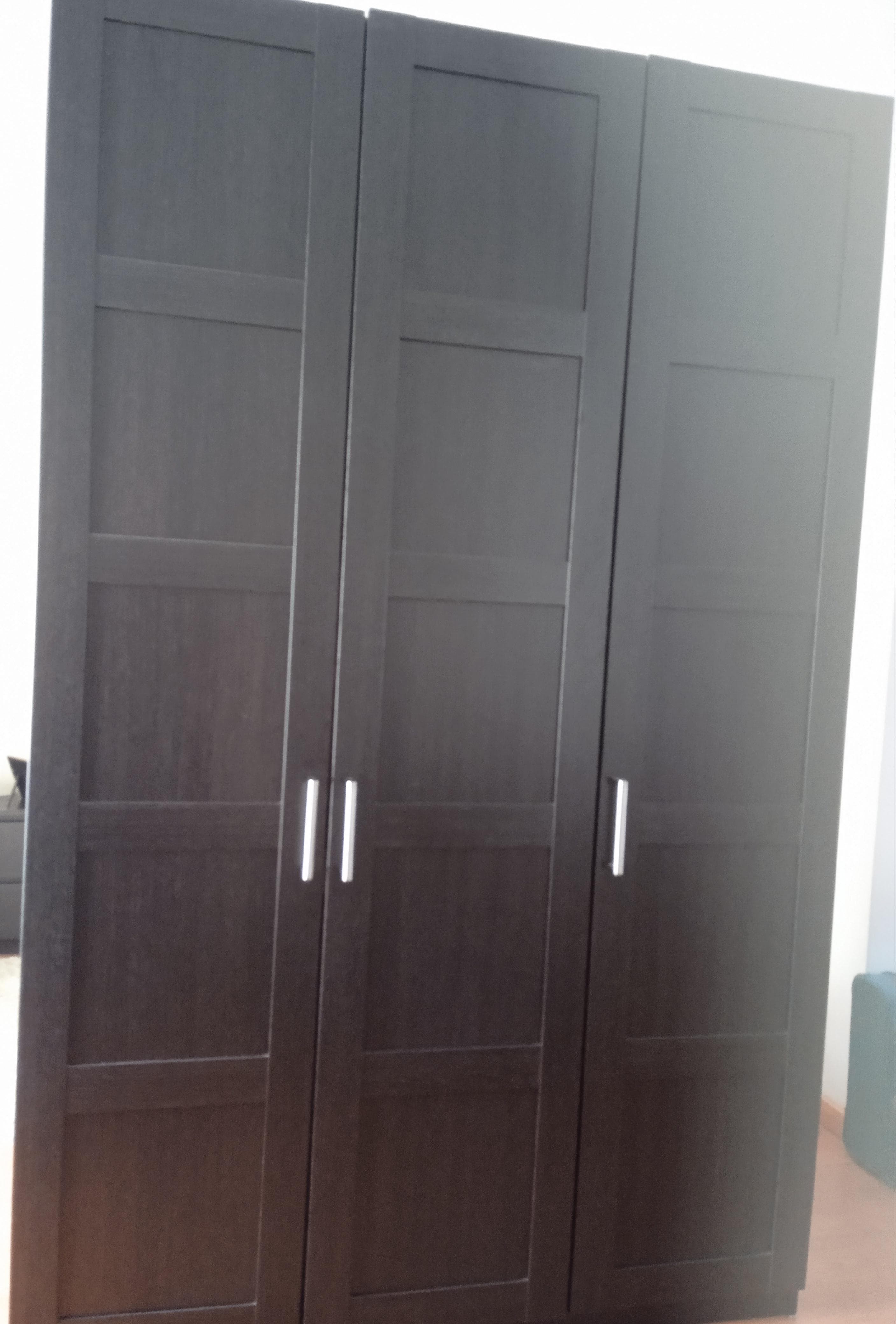 RAKKESTAD wardrobe with 3 doors, black-brown, 117x176 cm
