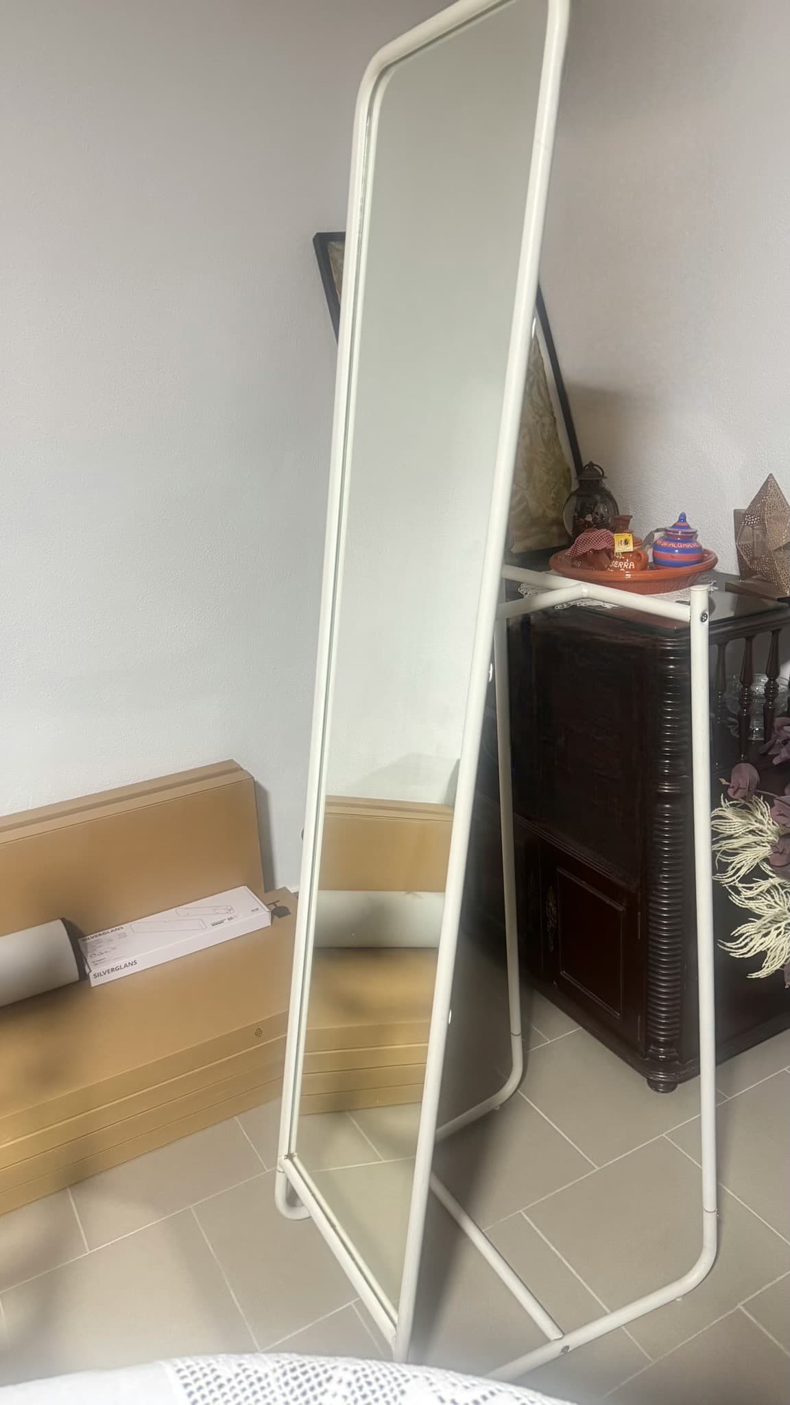 KNAPPER standing mirror, white, 48x160 cm