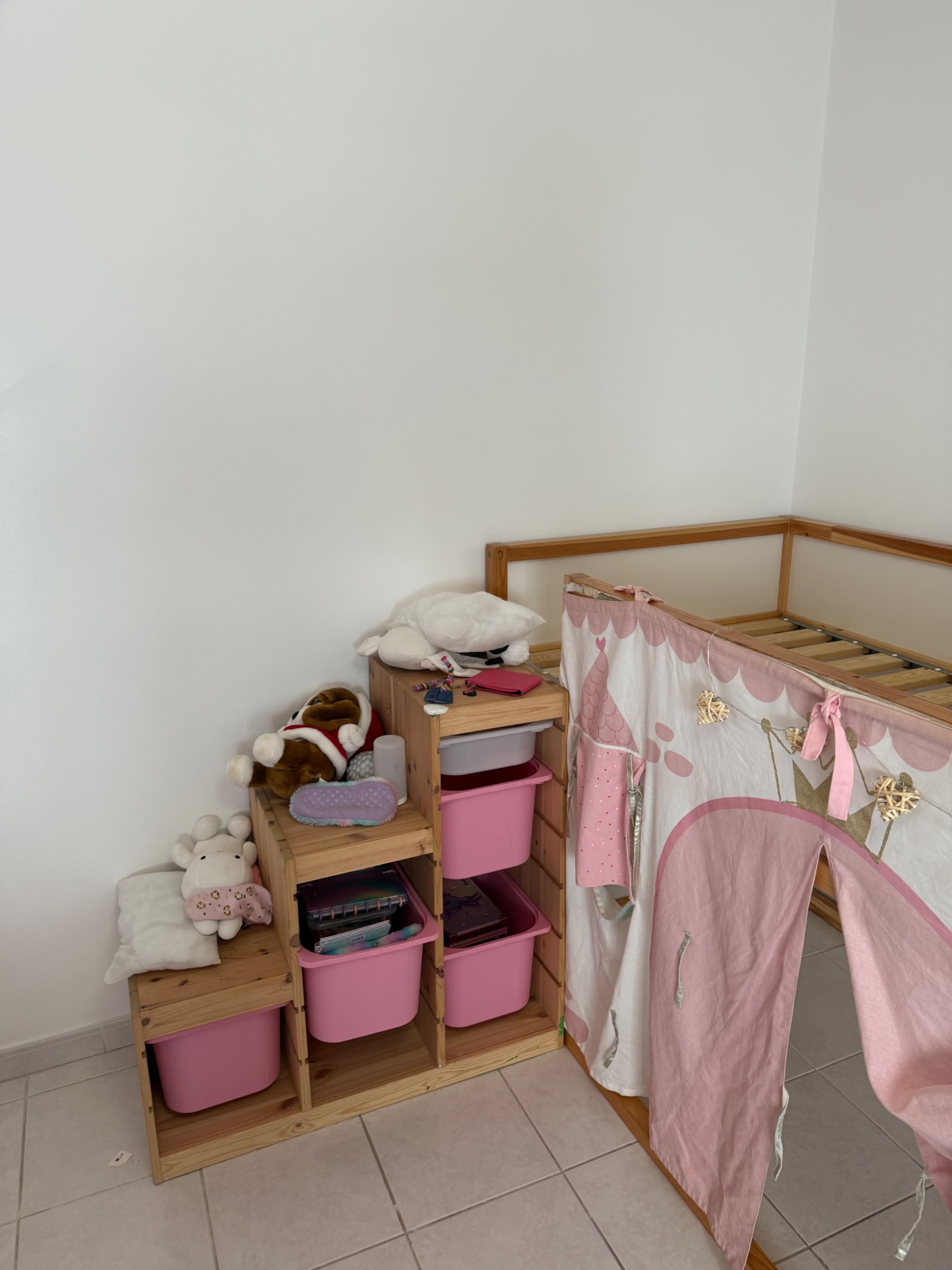 KURA Reversible bed, white, pine, 90x200 cm
