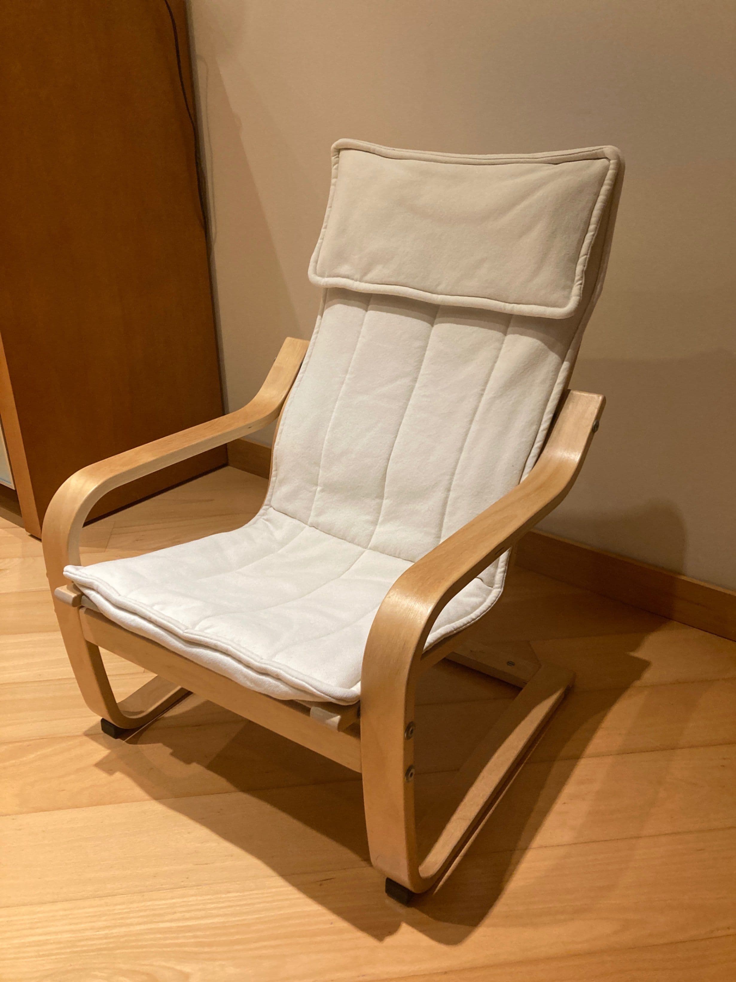 POÄNG children's armchair, birch veneer/Knisa light beige