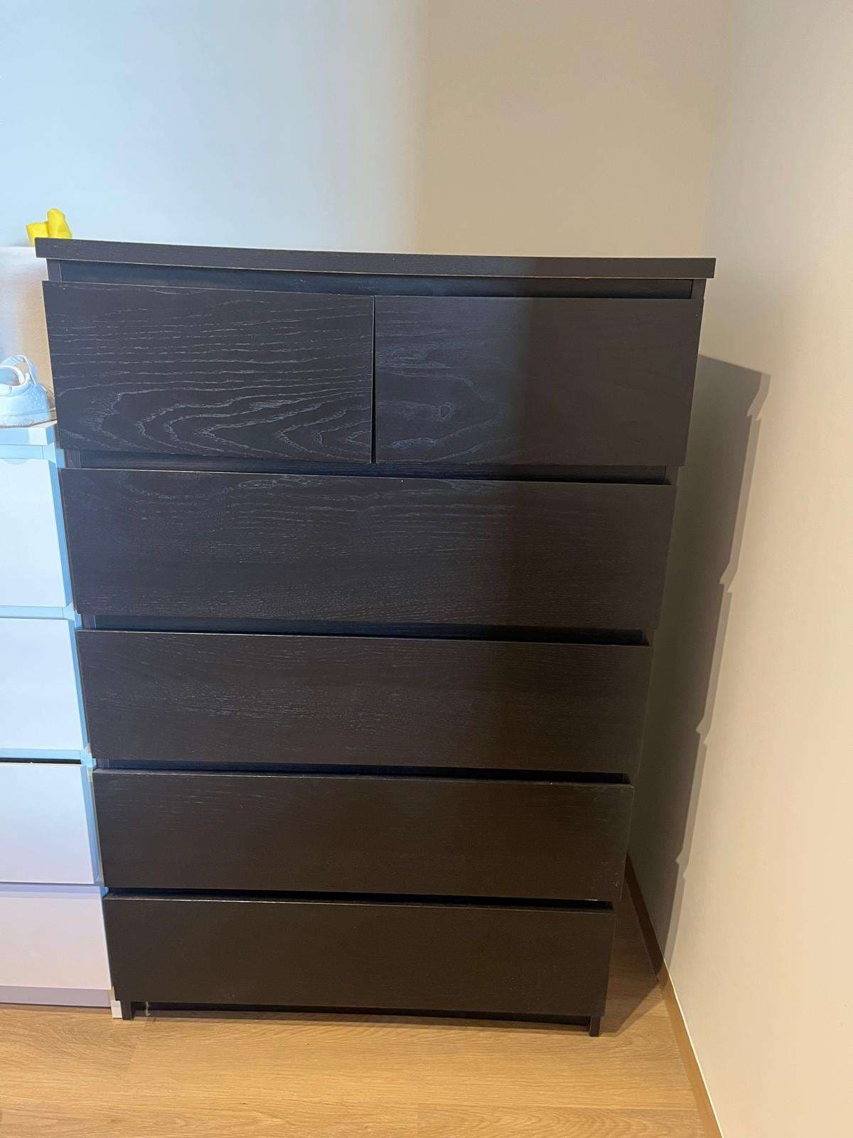 MALM Chest of 6 drawers, black-brown, 80x123 cm