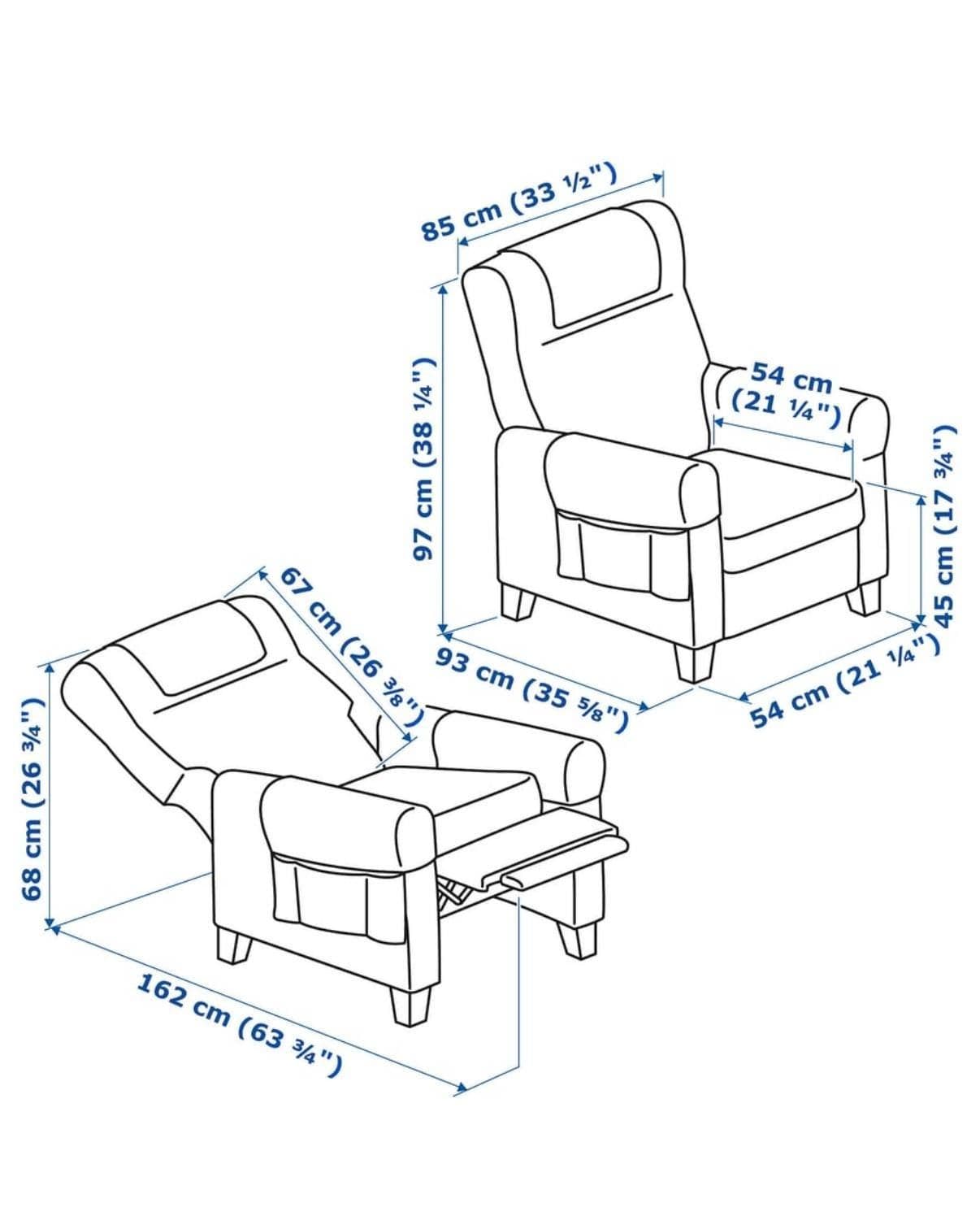 MUREN recliner, Remmarn light grey