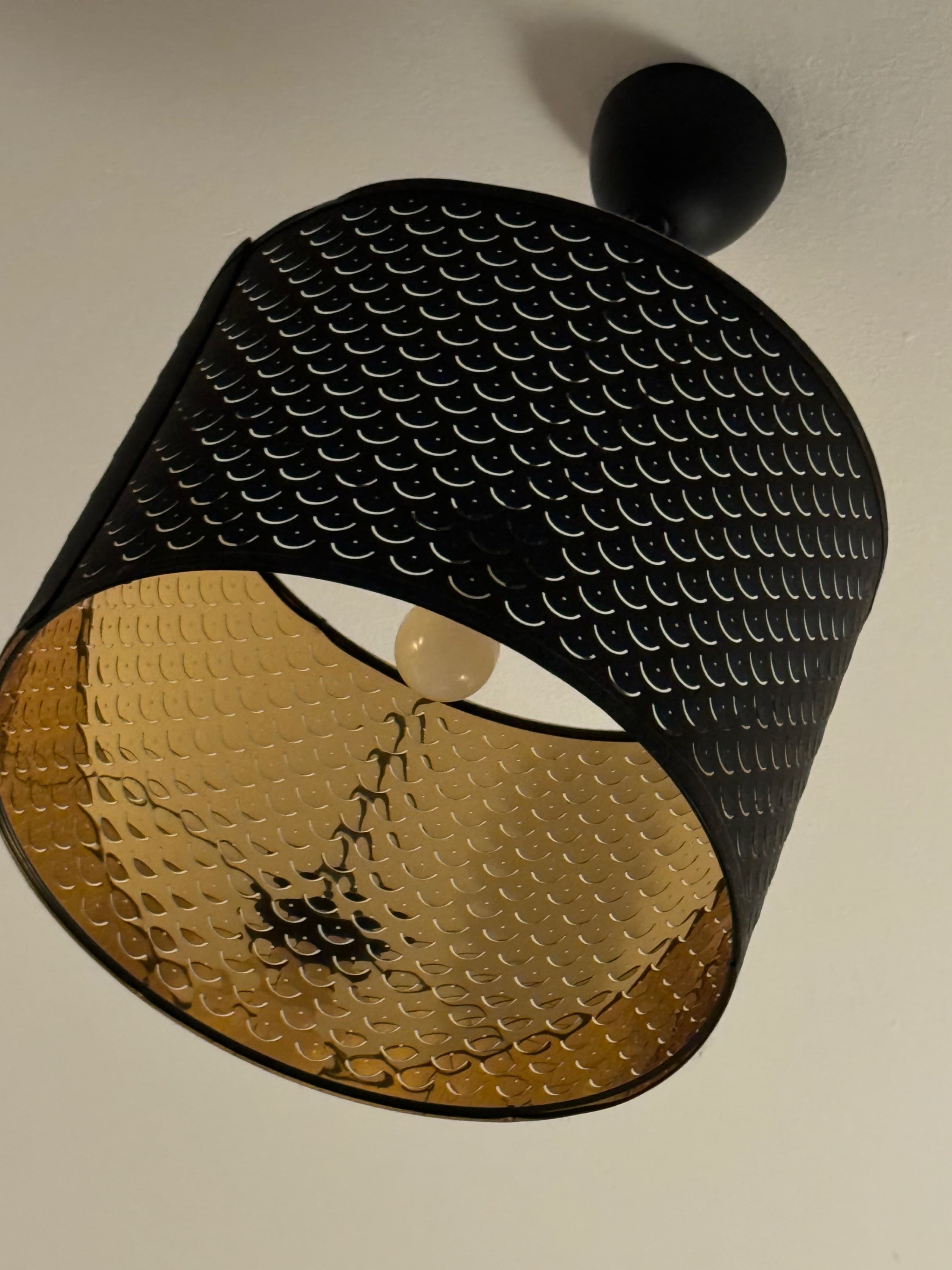 NYMÖ Lamp shade, black, brass-colour, 44 cm