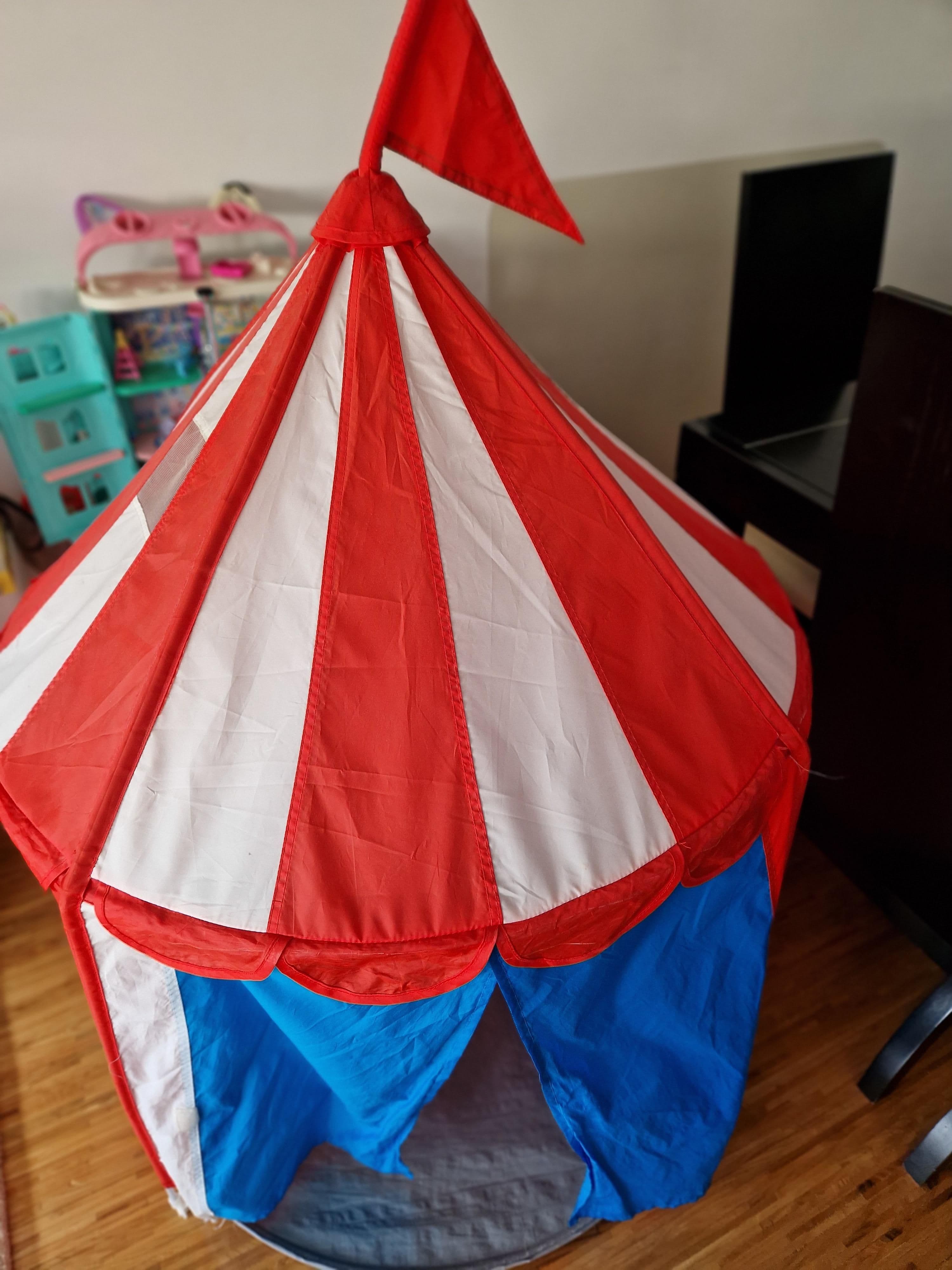 CIRKUSTÄLT children's tent, red blue/white
