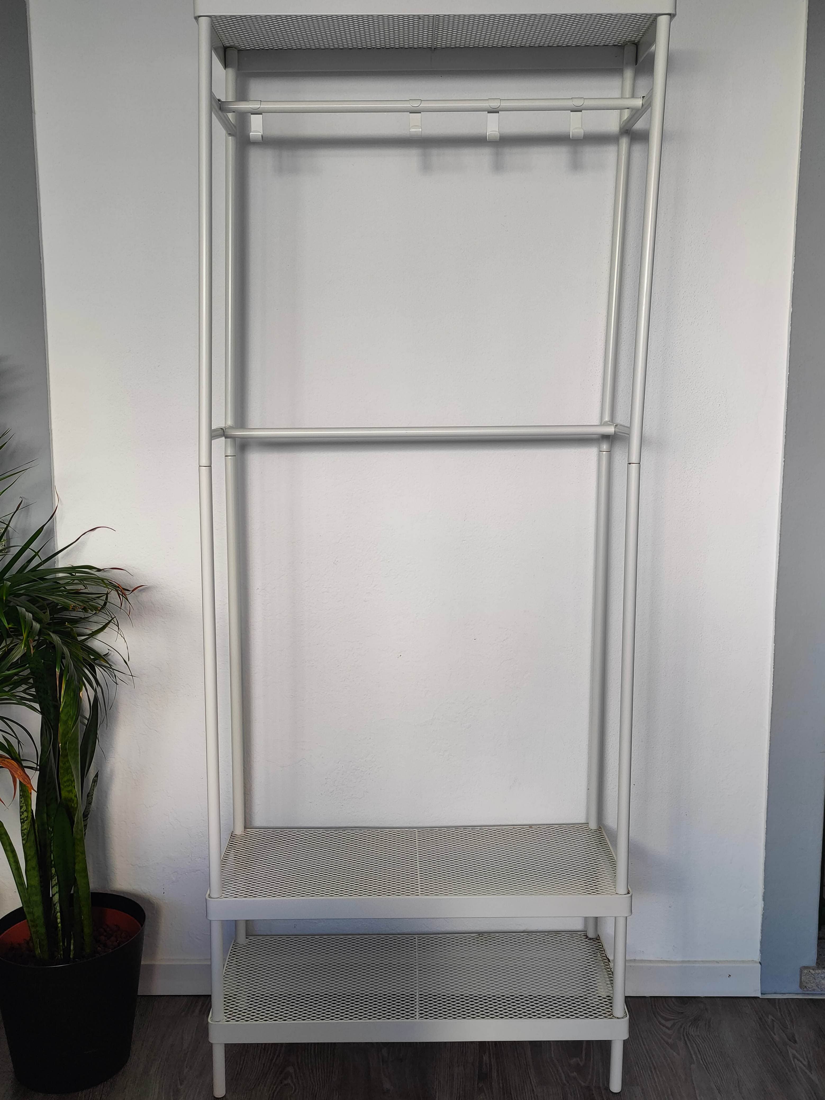 MACKAPÄR cabide c/estante p/sapatos, branco, 78x32x200 cm