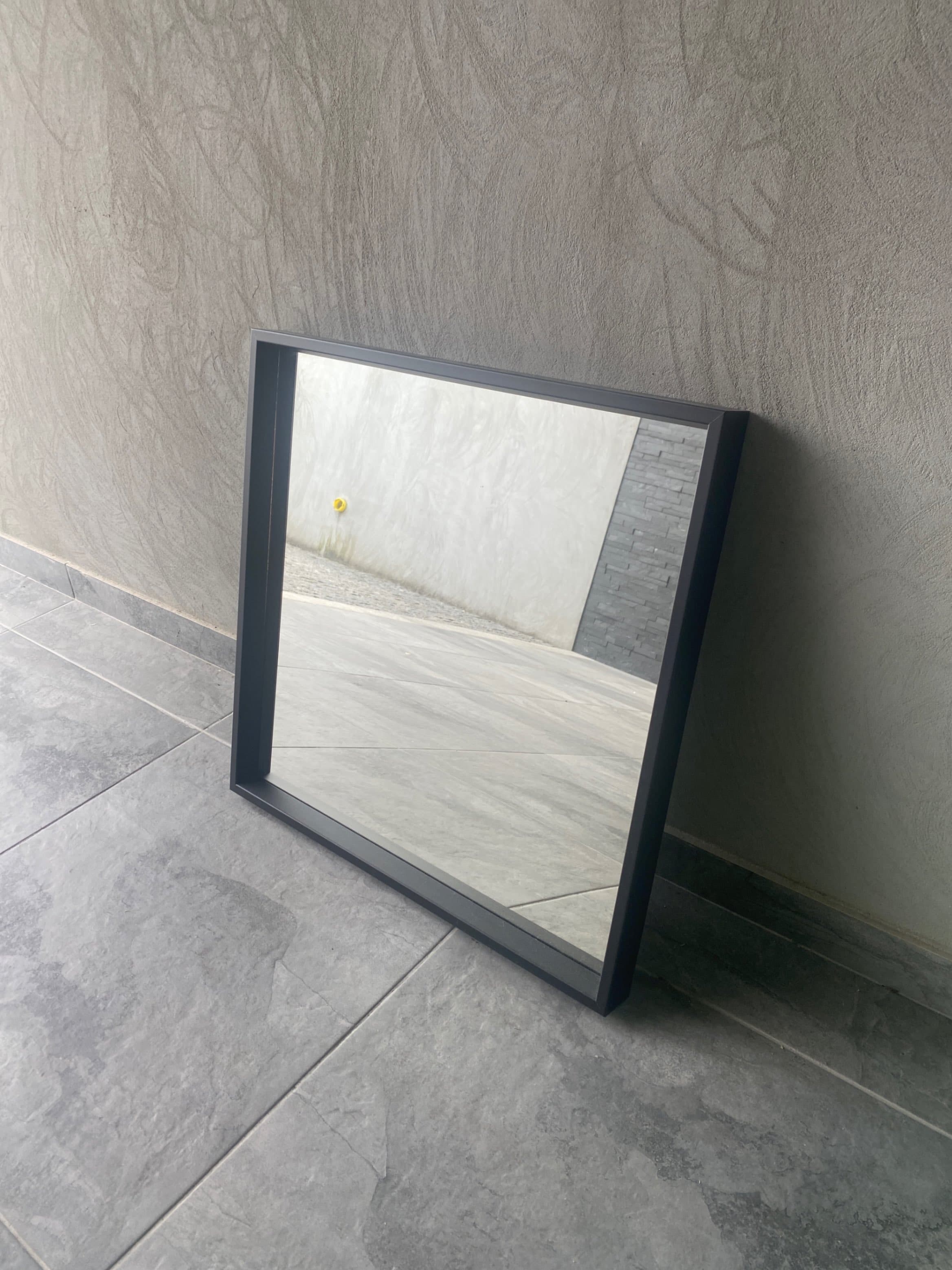 NISSEDAL Mirror, black, 65x65 cm
